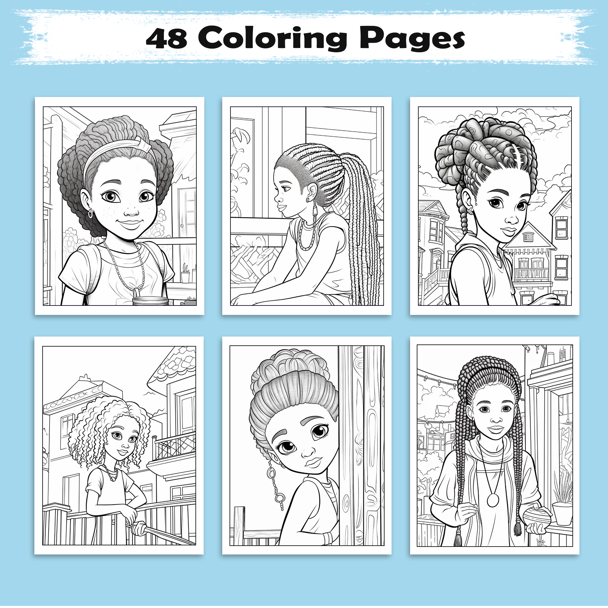 Melanin Magic – Black Girls Coloring Pages – 48 Pages – Bold, Graceful, Natural Beauty – For Adults