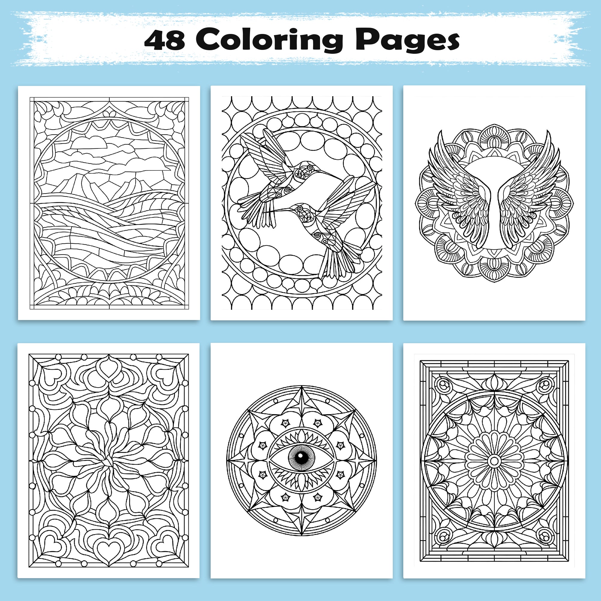 Sacred Window Mandalas – Stained Glass Mandala Coloring Pages – 48 Pages – Bold, Geometric, Radiant Patterns – For Adults