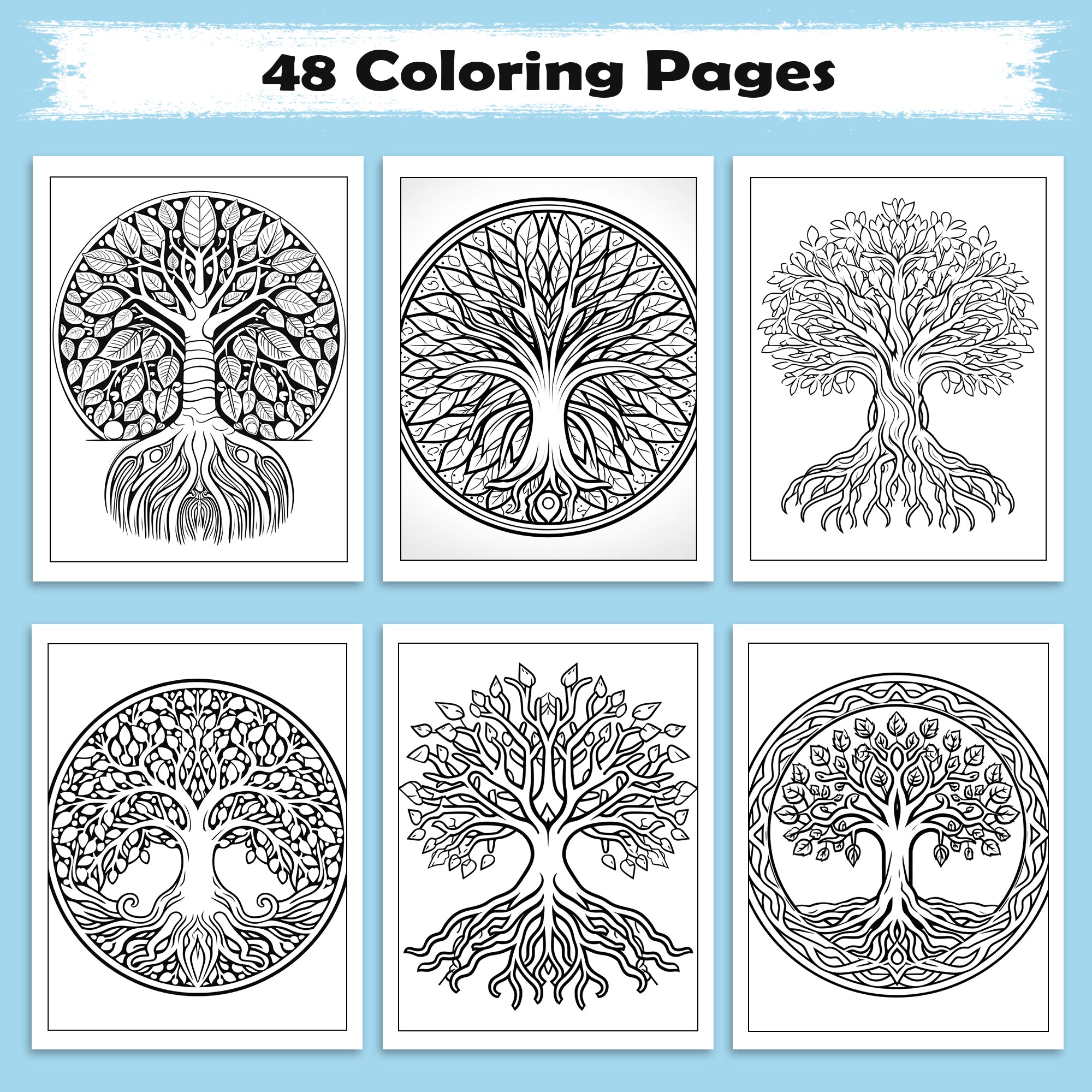 Divine Tree Mandalas Coloring Pages – 48 Spiritual and Nature Mandalas for Adults