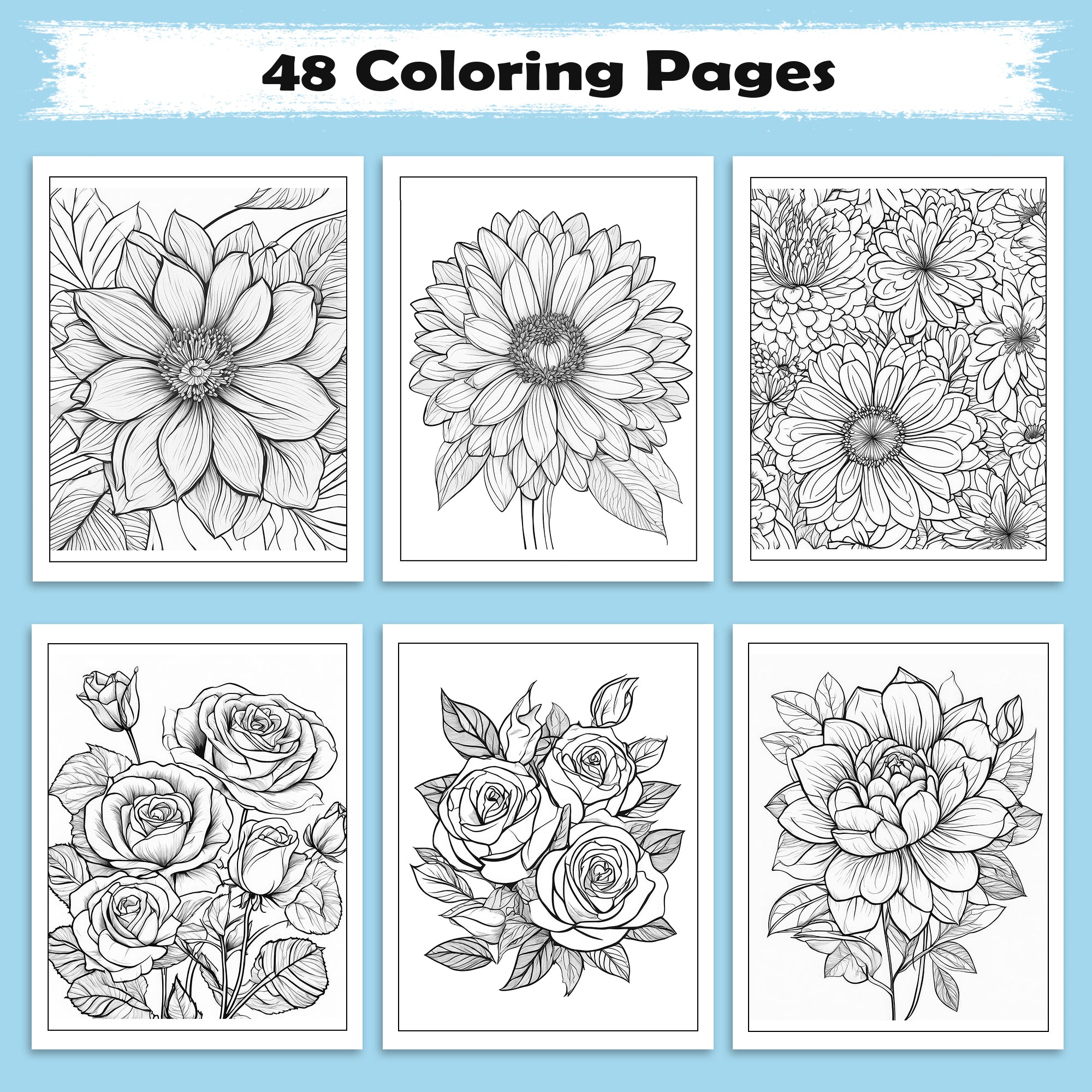 Botanical Bloom Mandala Coloring Pages – 48 Elegant Floral Designs for Adults