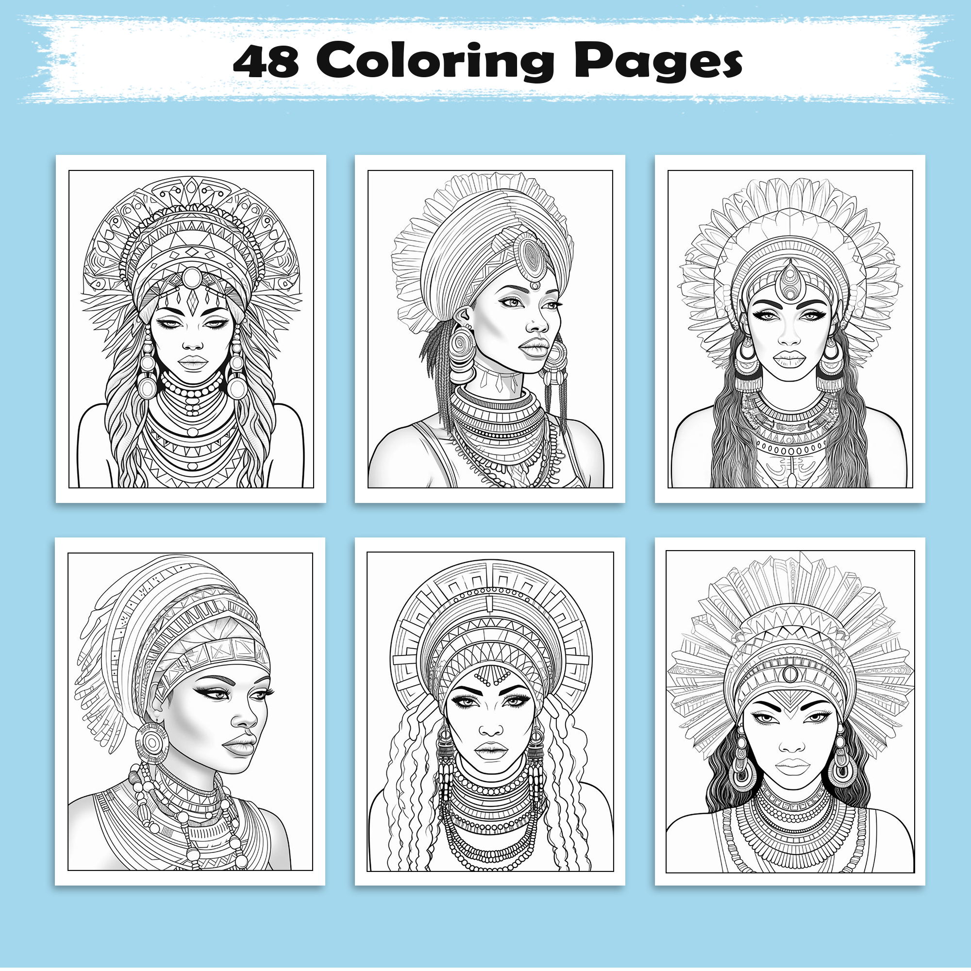 Crowned in Culture –Black Girls Coloring Pages – 48 Pages – Black Girl Magic, Regal Braids, and Cultural Beauty for Kids