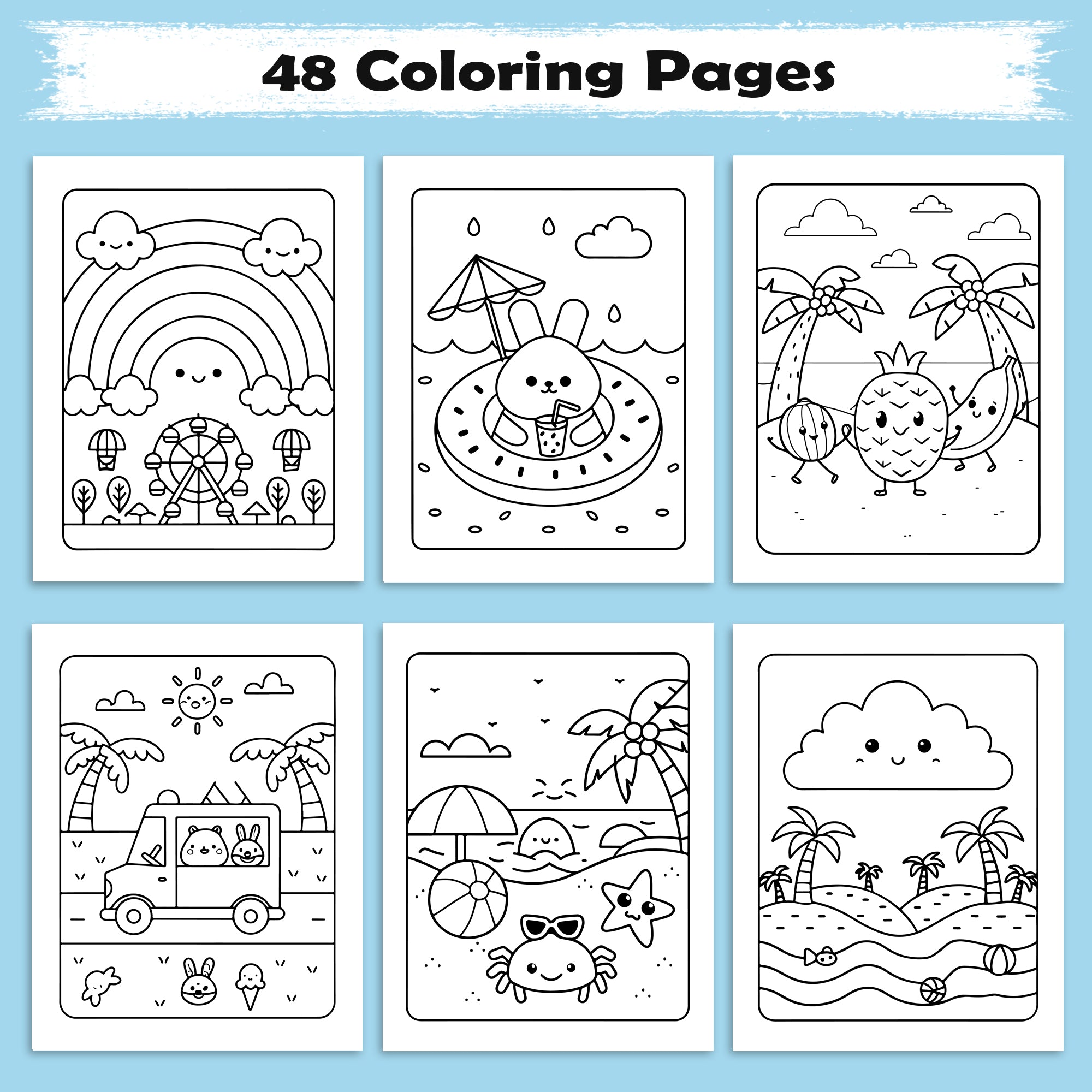 Tropical Joy Hawaii Coloring Pages – 48 Fun and Cute Summer Scenes for Kids