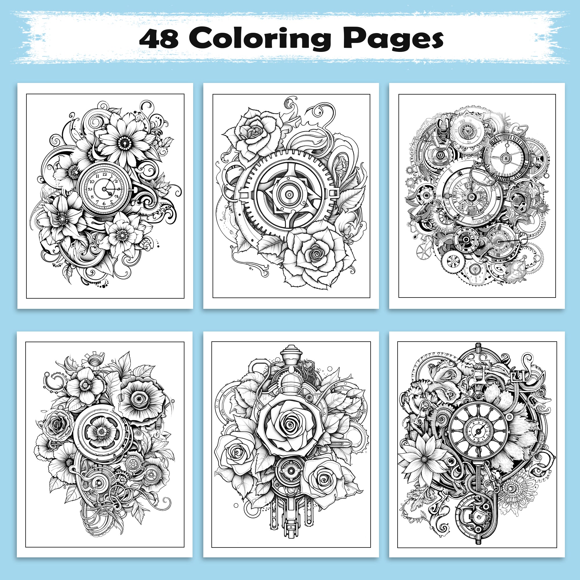 Gears of Time Coloring Pages – 48 Industrial-Themed Mandalas for Adults