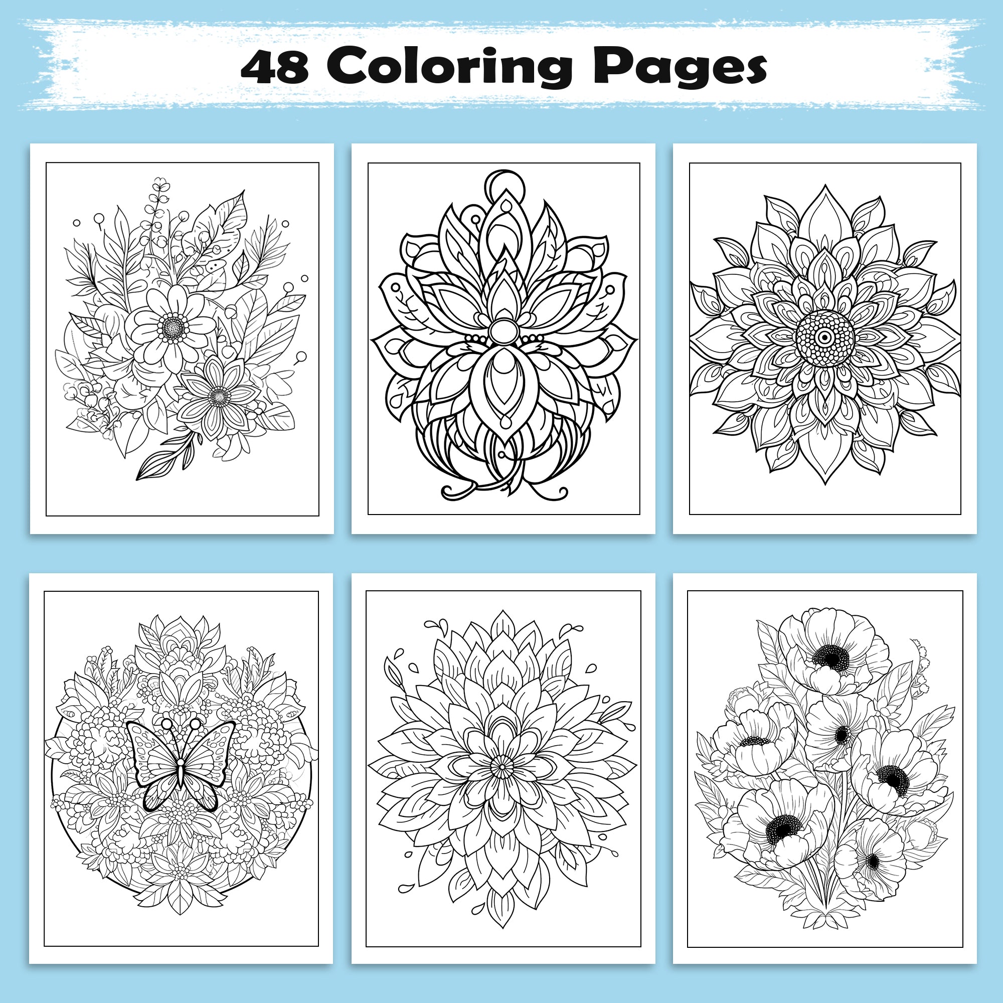 Spring Mandala Bloom Coloring Pages – 48 Pages – Beautiful Floral Circles for Adults