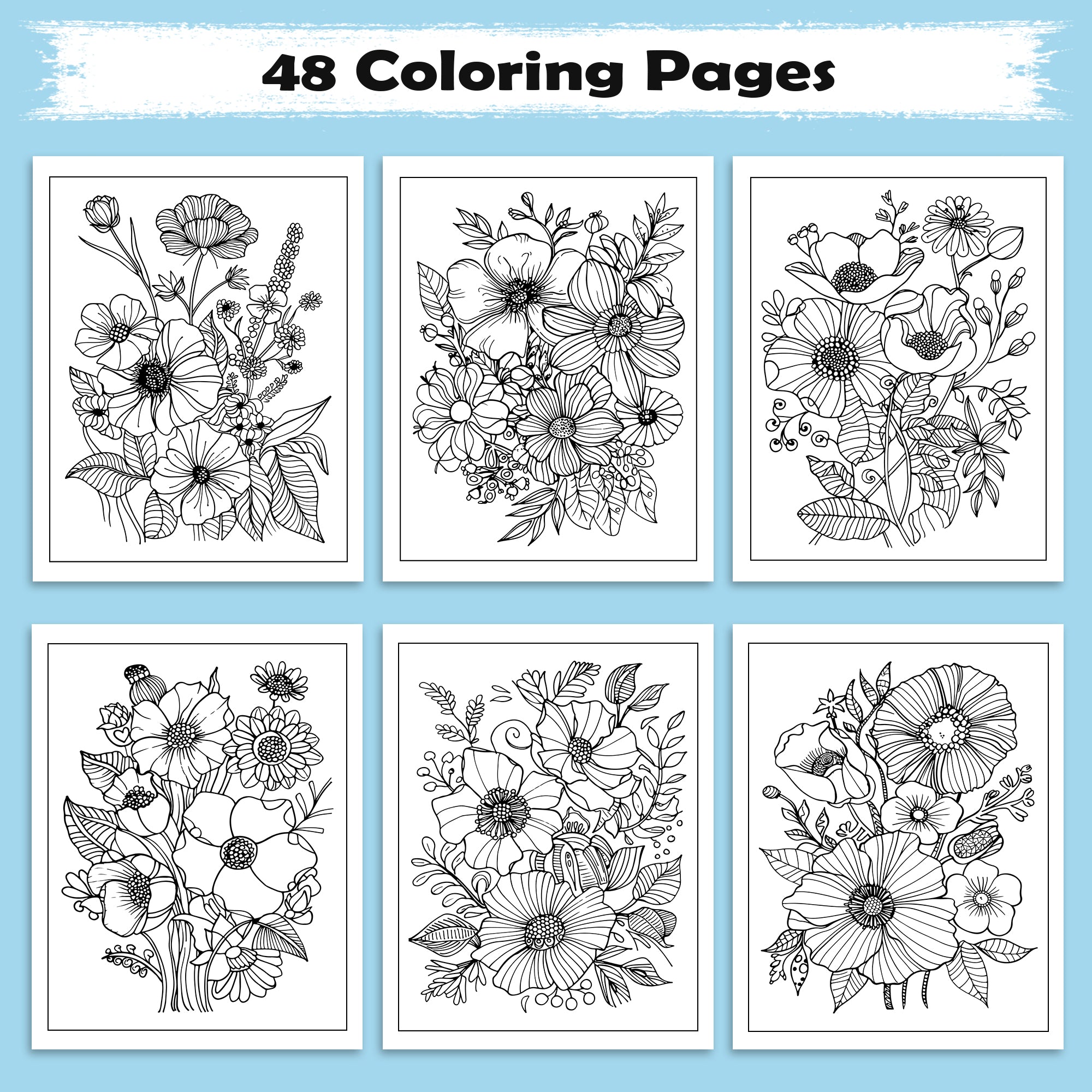 Floral Serenity Mandala Coloring Pages – 48 Relaxing Flower Designs for Adults