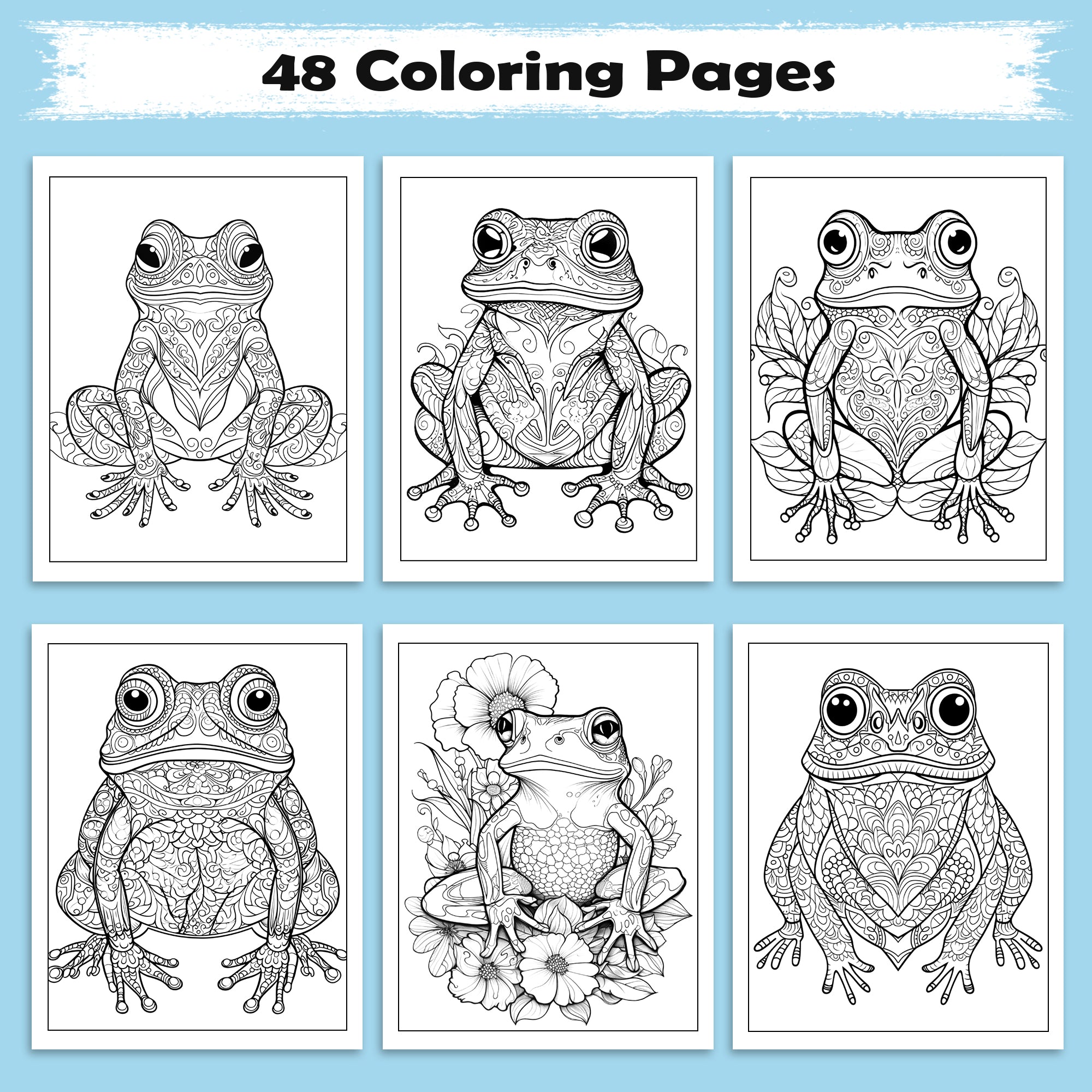 Elegant Frog Mandalas – 48 Intricate Coloring Pages for Adults