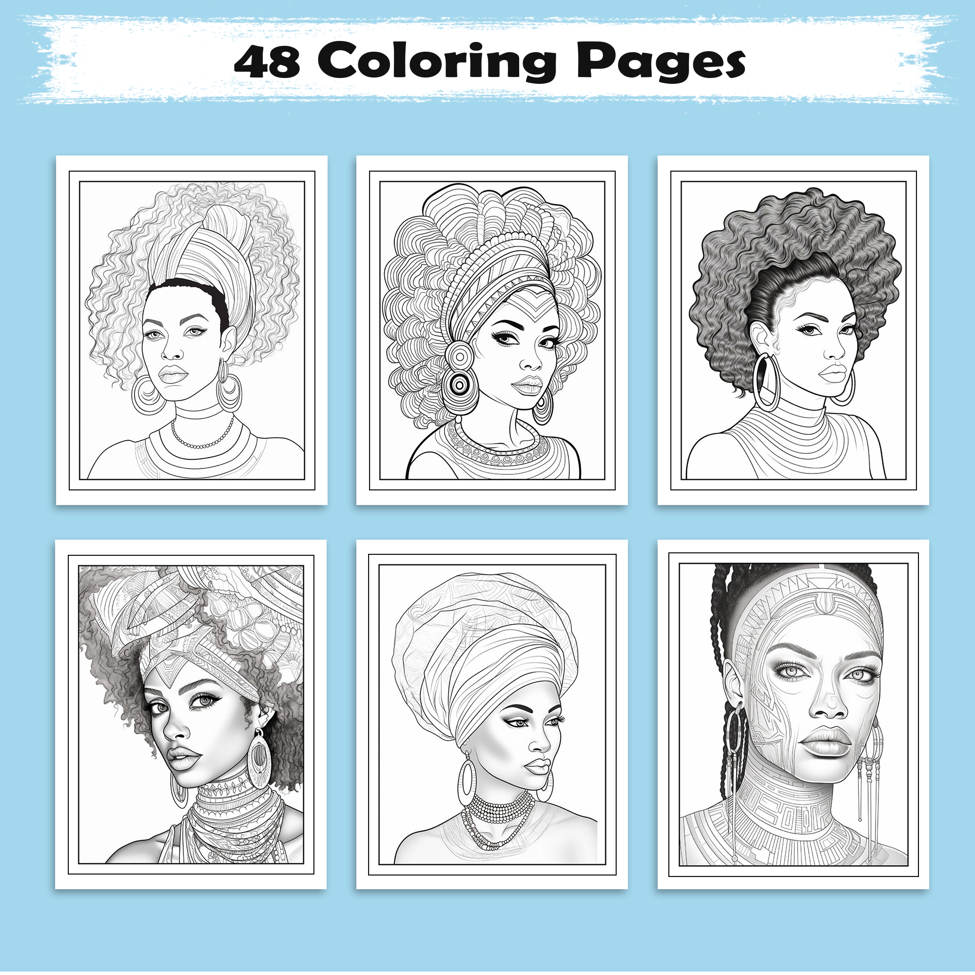 Braided Grace – Black Girls Coloring Pages – 48 Pages – Afrocentric Fashion & Hairstyles for Adults