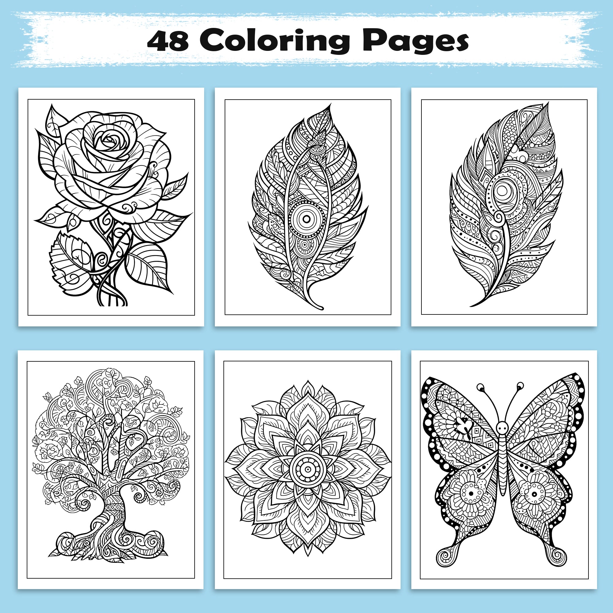 Floral Whimsy Mandala Coloring Pages – 48 Intricate Designs for Adults