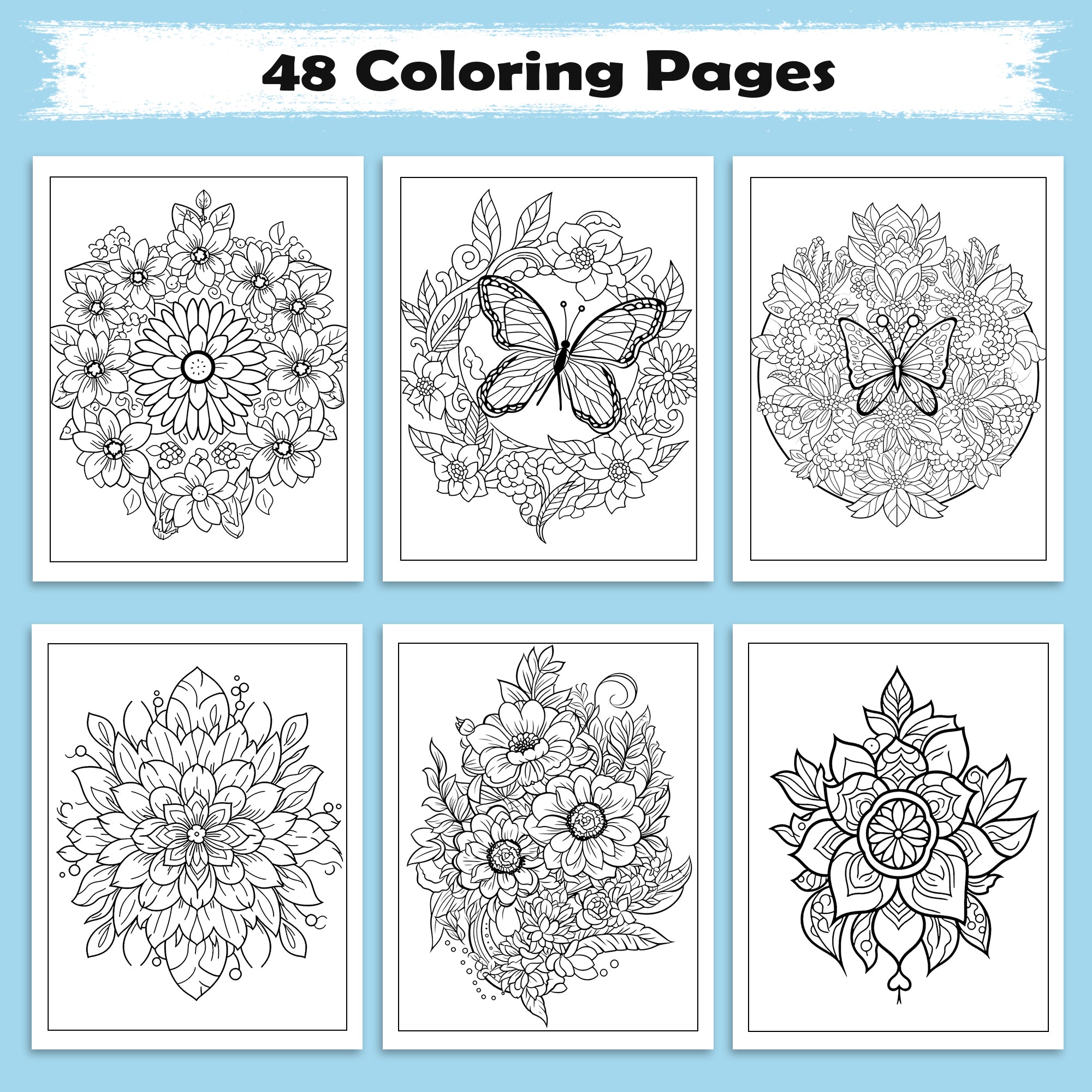 Blooming Mandala Garden Coloring Pages – 48 Floral Designs for Adults