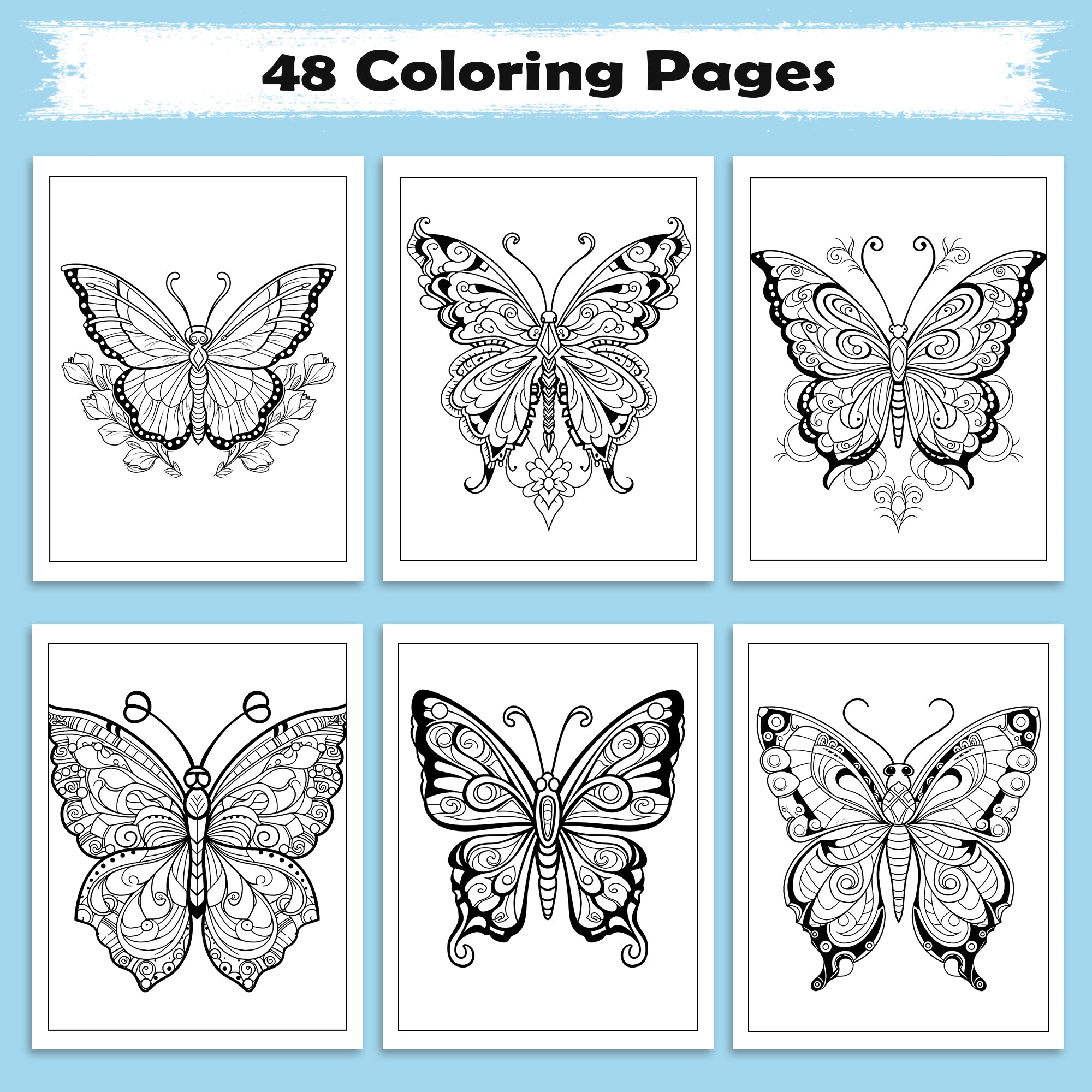 Butterfly Mandala Dreams Coloring Pages – 48 Elegant Nature-Inspired Designs for Adults