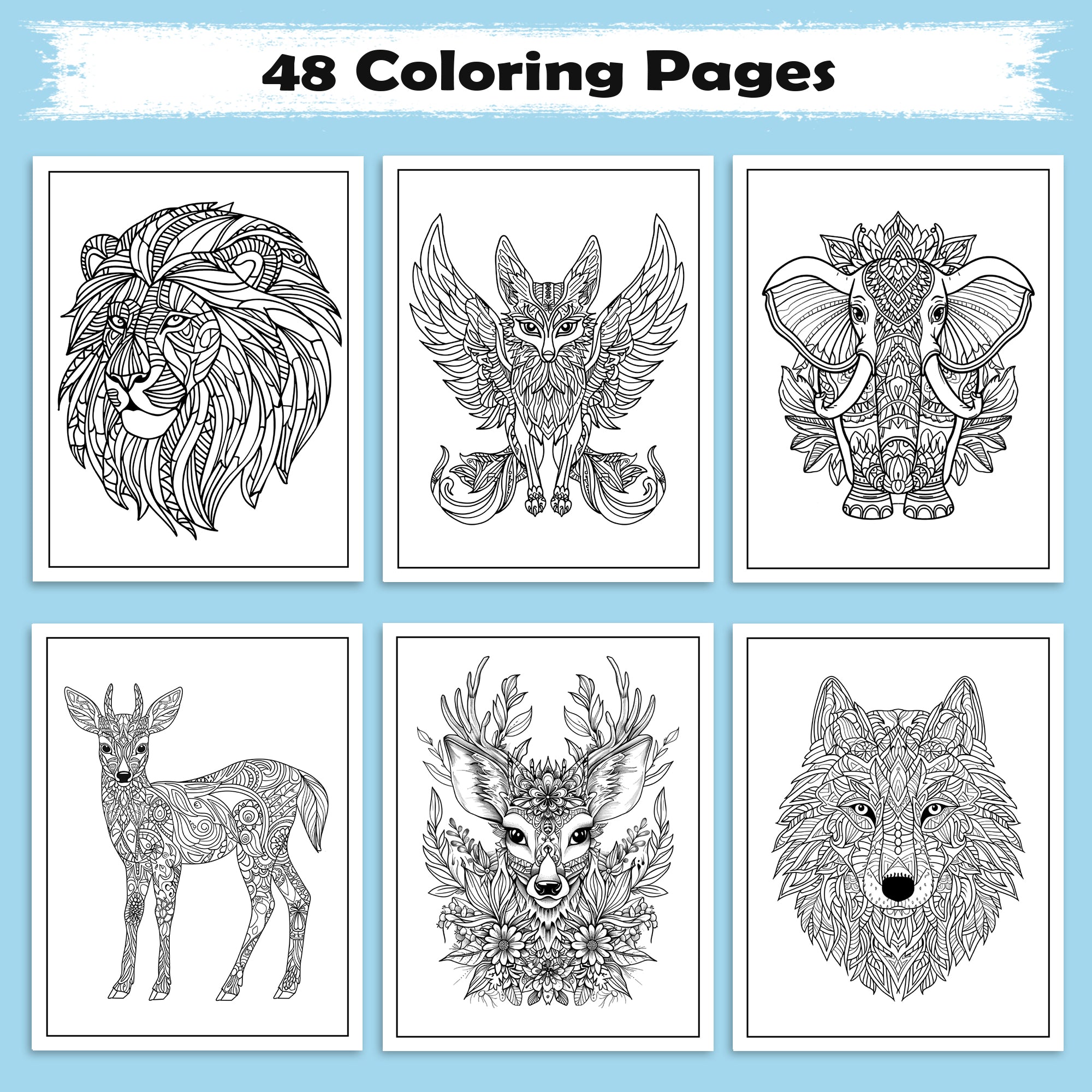 Wild Spirit Mandalas Coloring Pages – 48 Animal-Inspired Patterns for Adults