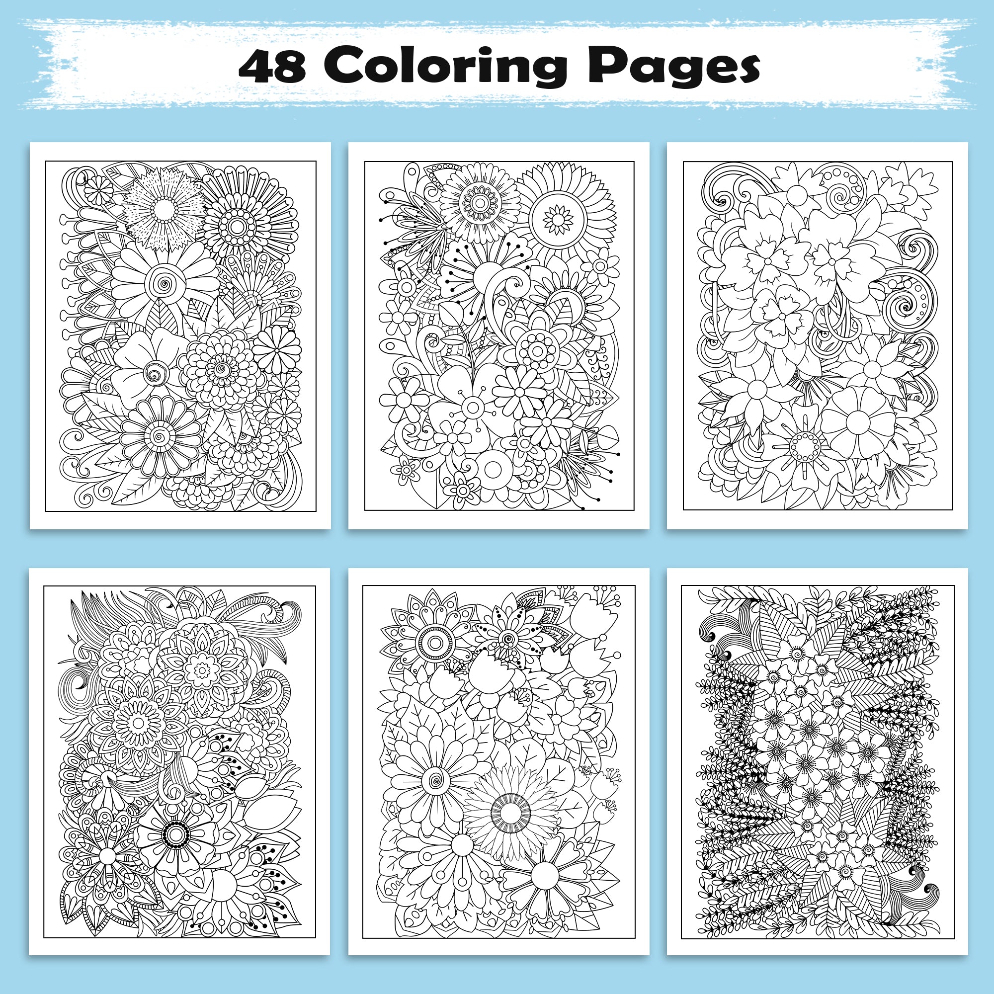 Floral Mandala Whirl Coloring Pages – 48 Intricate Designs for Adults