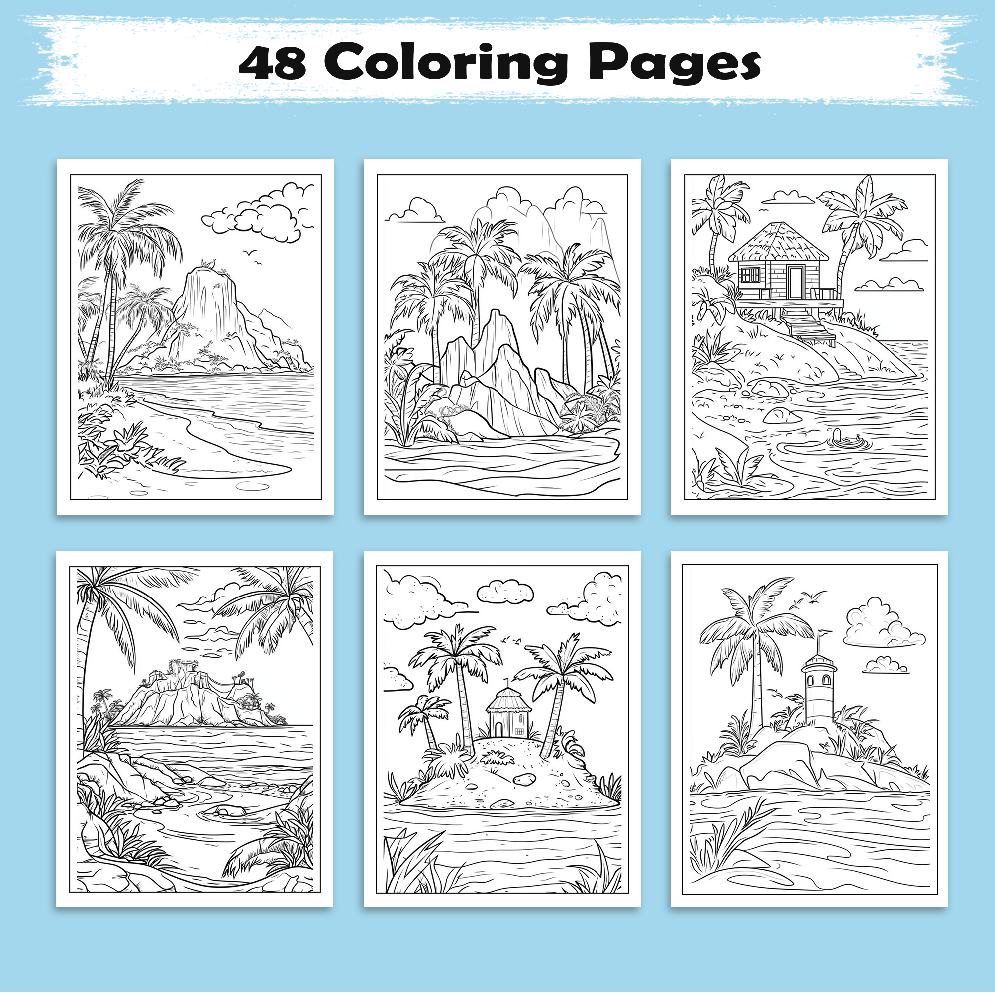 Hawaiian Secrets by the Sea – Hawaii Coloring Pages – 48 Pages – Serene Beaches, Ocean Views, Tropical Calm – For Adults