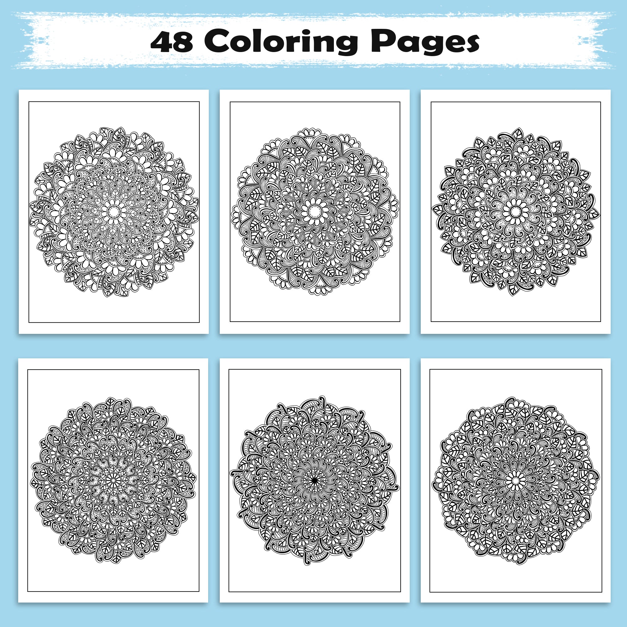 Ornate Harmony Mandala Coloring Pages – 48 Relaxing Designs for Adults