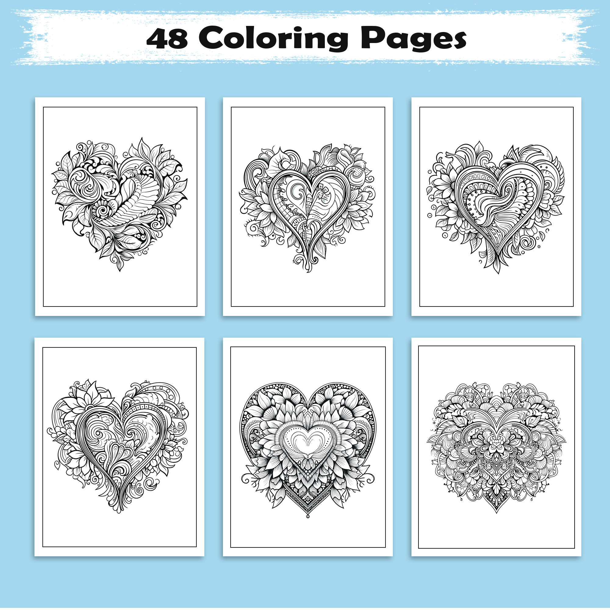 Romantic Mandala Coloring Pages – 48 Whimsical Love and Floral Patterns for Adults
