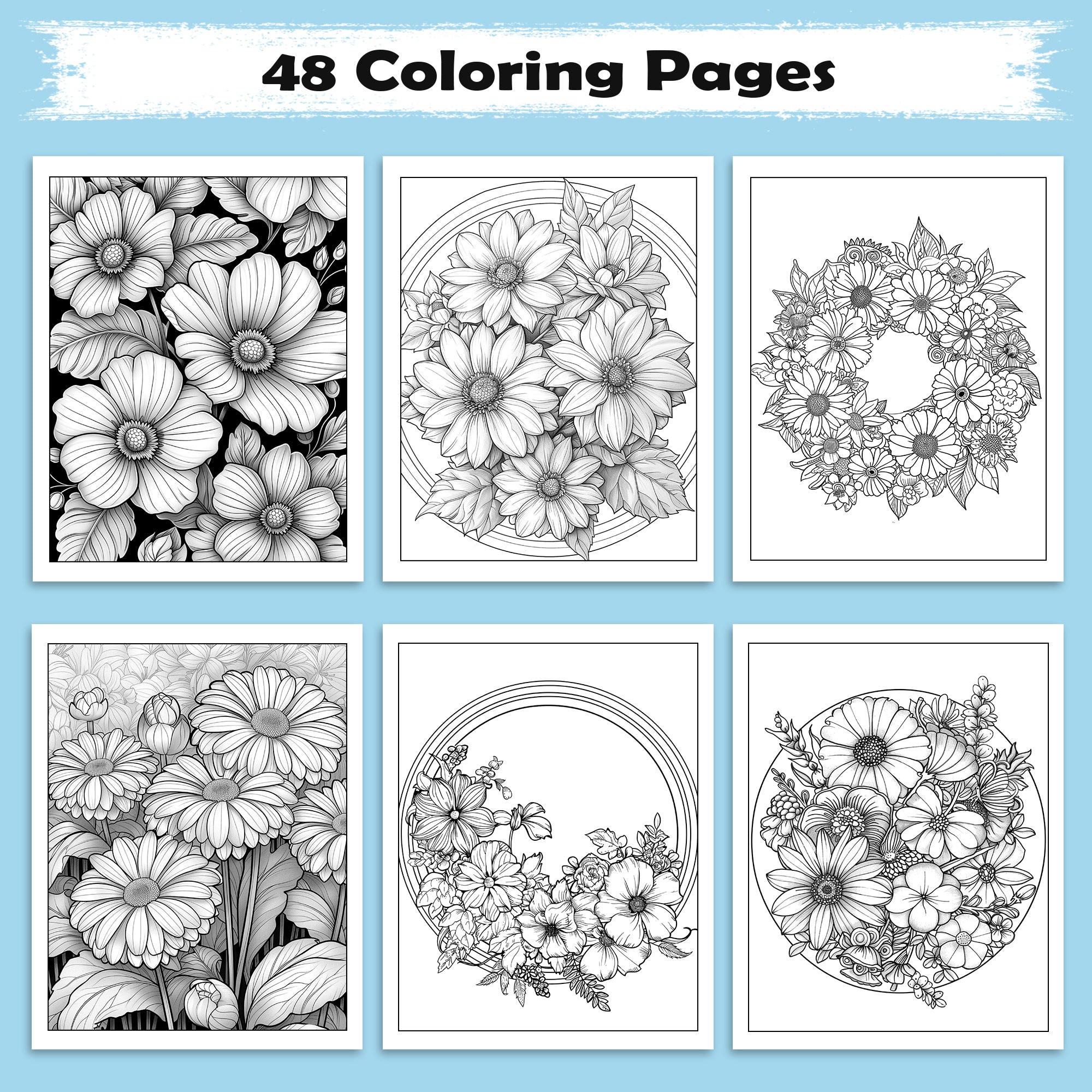 Blooming Petals Mandala Coloring Pages – 48 Detailed Flower Patterns for Adults