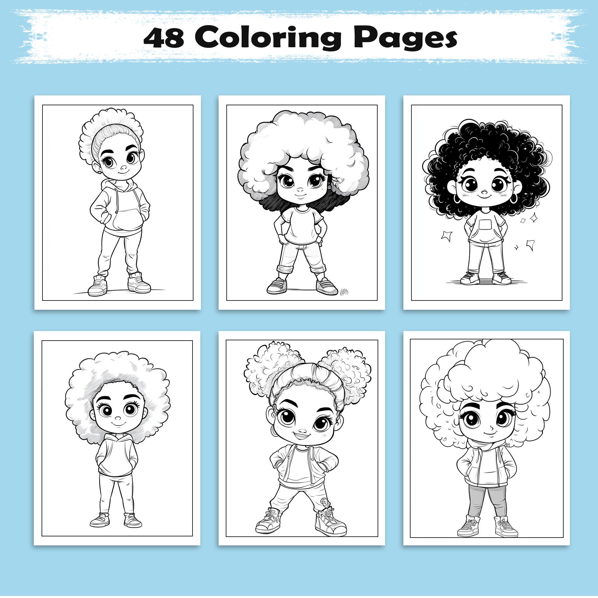 Bold & Braided Beauties – Black Girls Coloring Pages – 48 Pages – Empowering Hairstyles & Fashion – For Kids