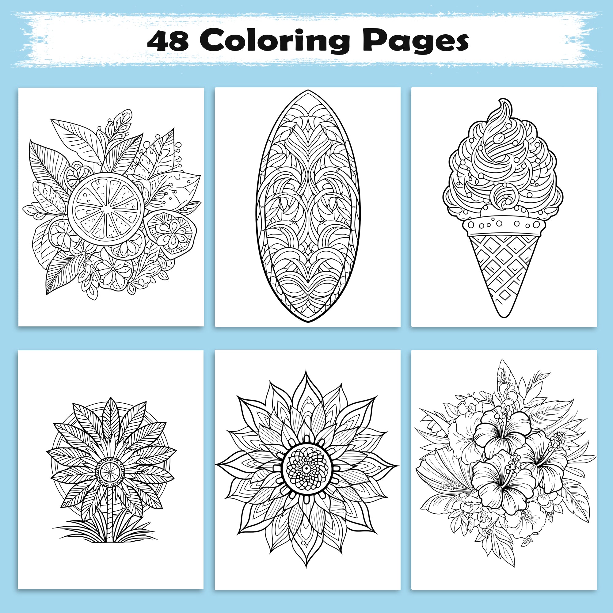 Sunshine Mandalas Coloring Pages – 48 Pages – Radiant Patterns, Relaxing Summer Vibes, Bold Designs – For Adults