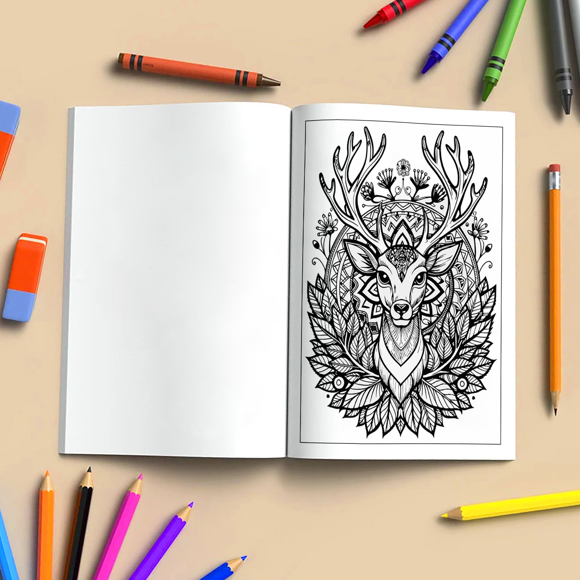 Forest Majesty – Deer Mandala Art Coloring Pages – 48 Pages – Intricate Forest Animal Designs – For Adults