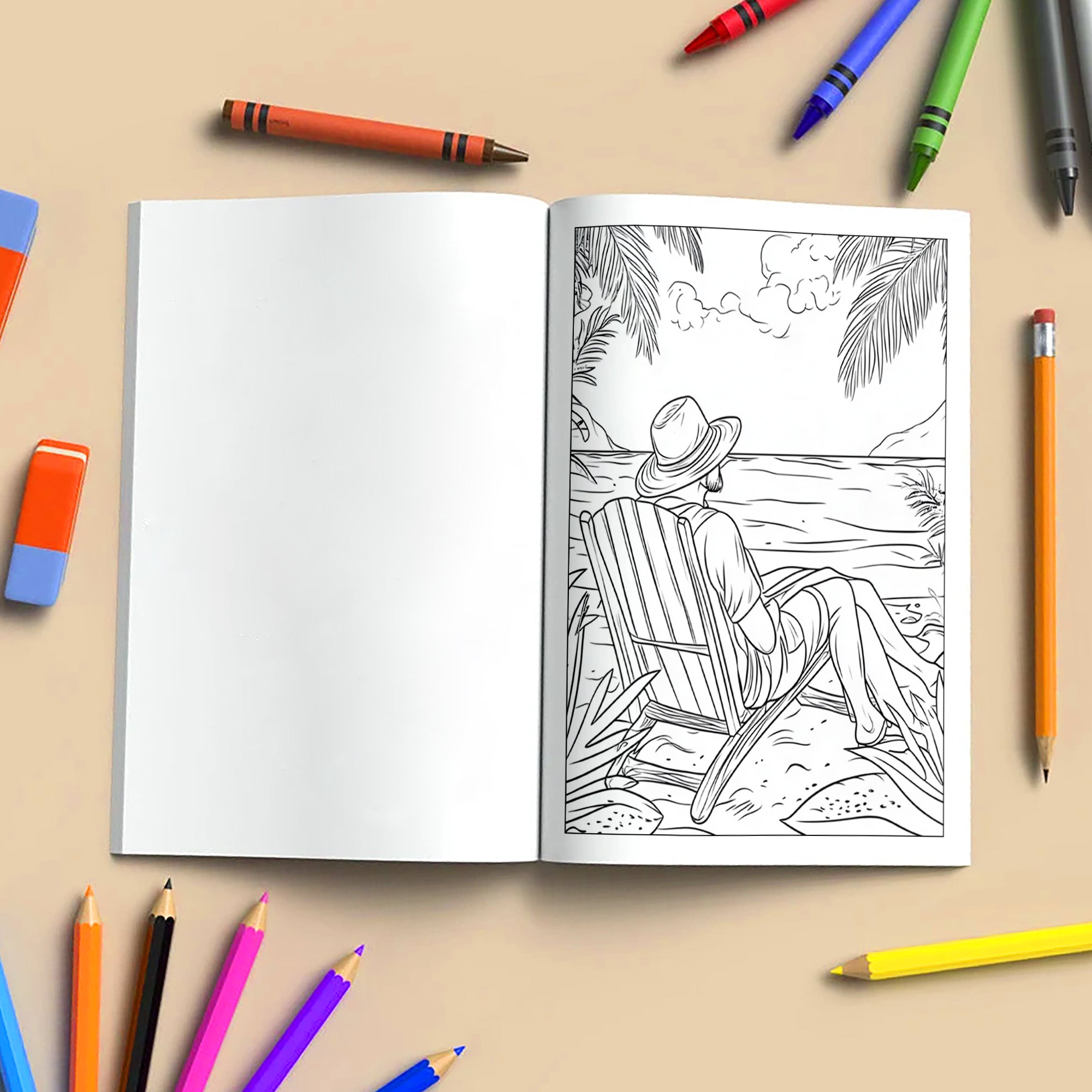 Hawaii Chill Vibes Coloring Pages – 48 Relaxing Summer Scenes for Adults
