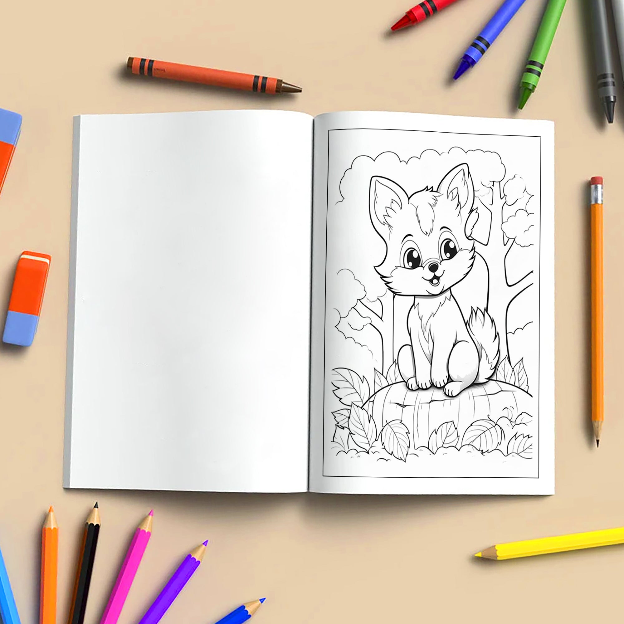 Woodland Wonders Coloring Pages – 48 Pages – Fun Autumn Designs – For Kids