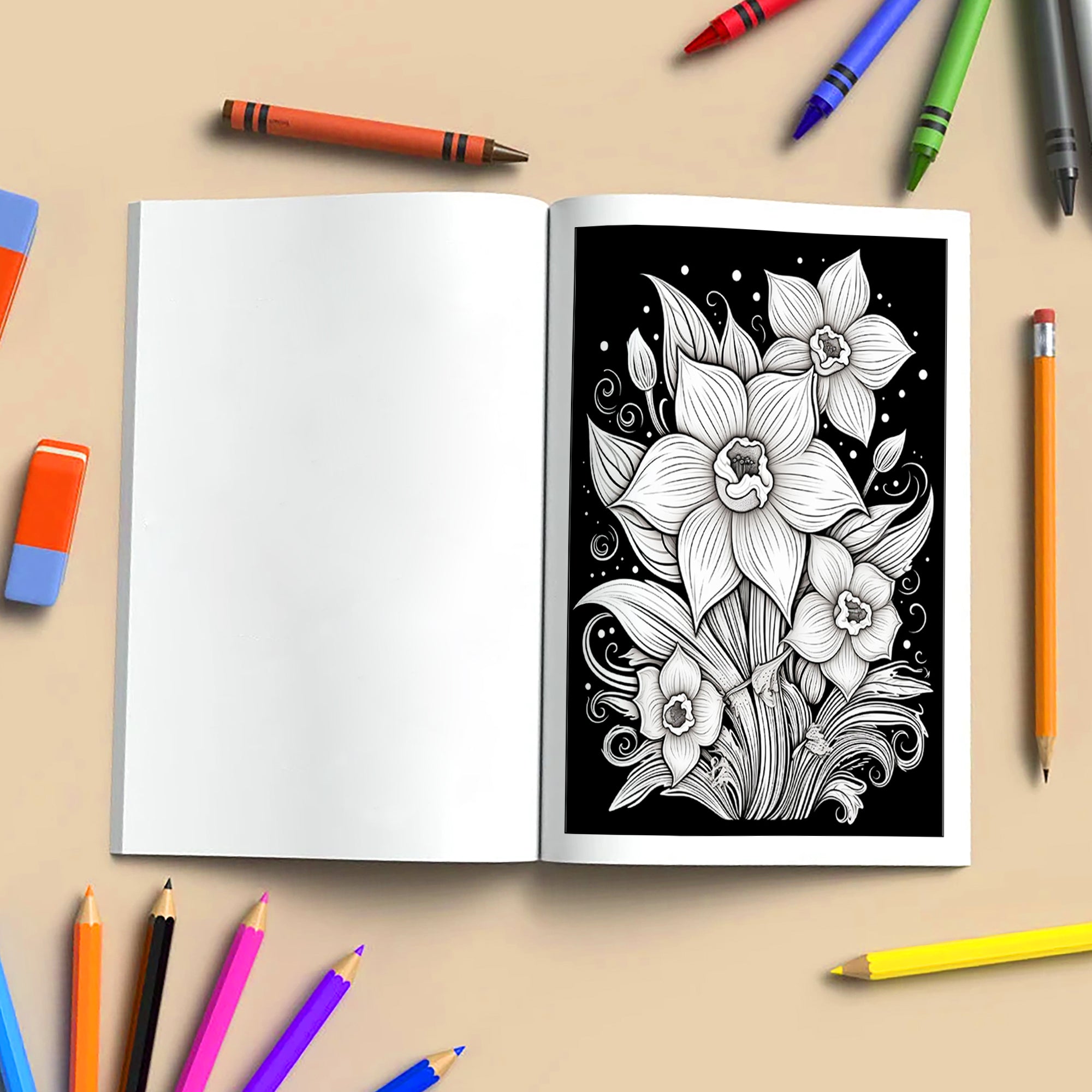 Twilight Petals Coloring Pages – 48 Elegant Night Flowers for Adults