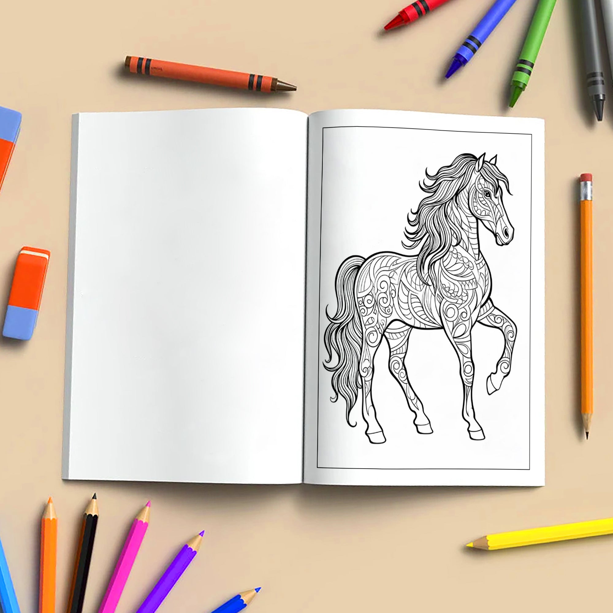 Majestic Horse Mandalas Coloring Pages – 48 Elegant Line Art Designs for Adults