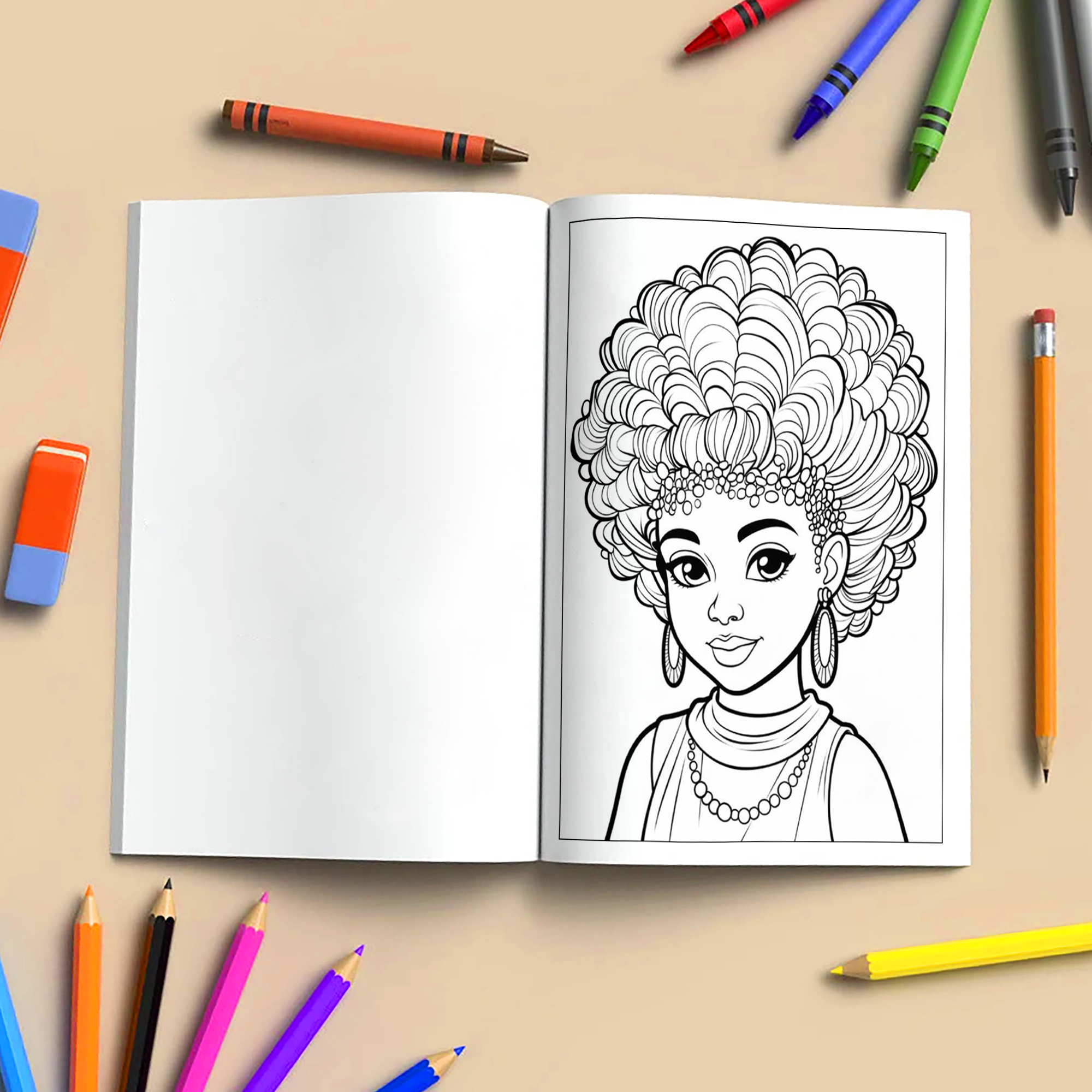 Curly Crown Queens – Black Girl Coloring Pages – 48 Pages – Afro Hair, Style & Confidence – For Kids
