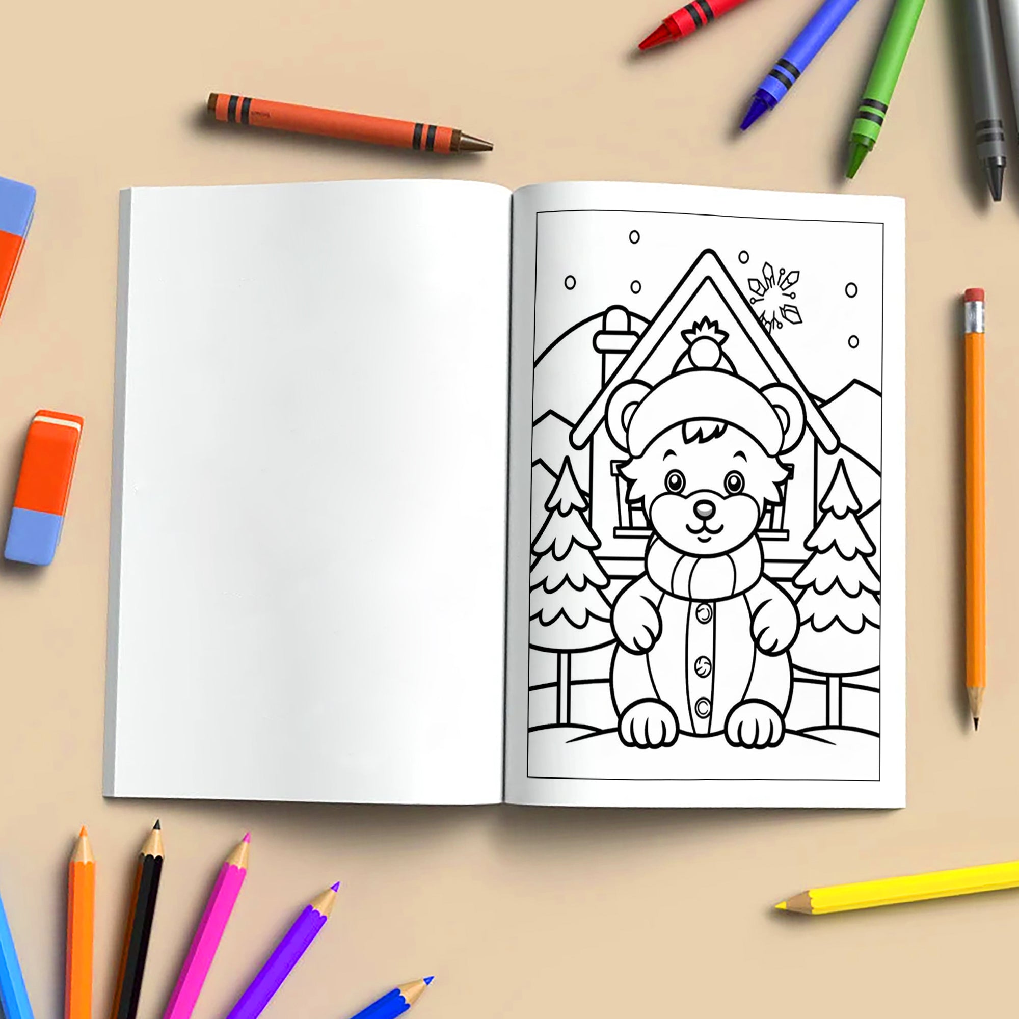 Snowy Friends Coloring Pages – 48 Pages – Cute Winter Animals – For Kids