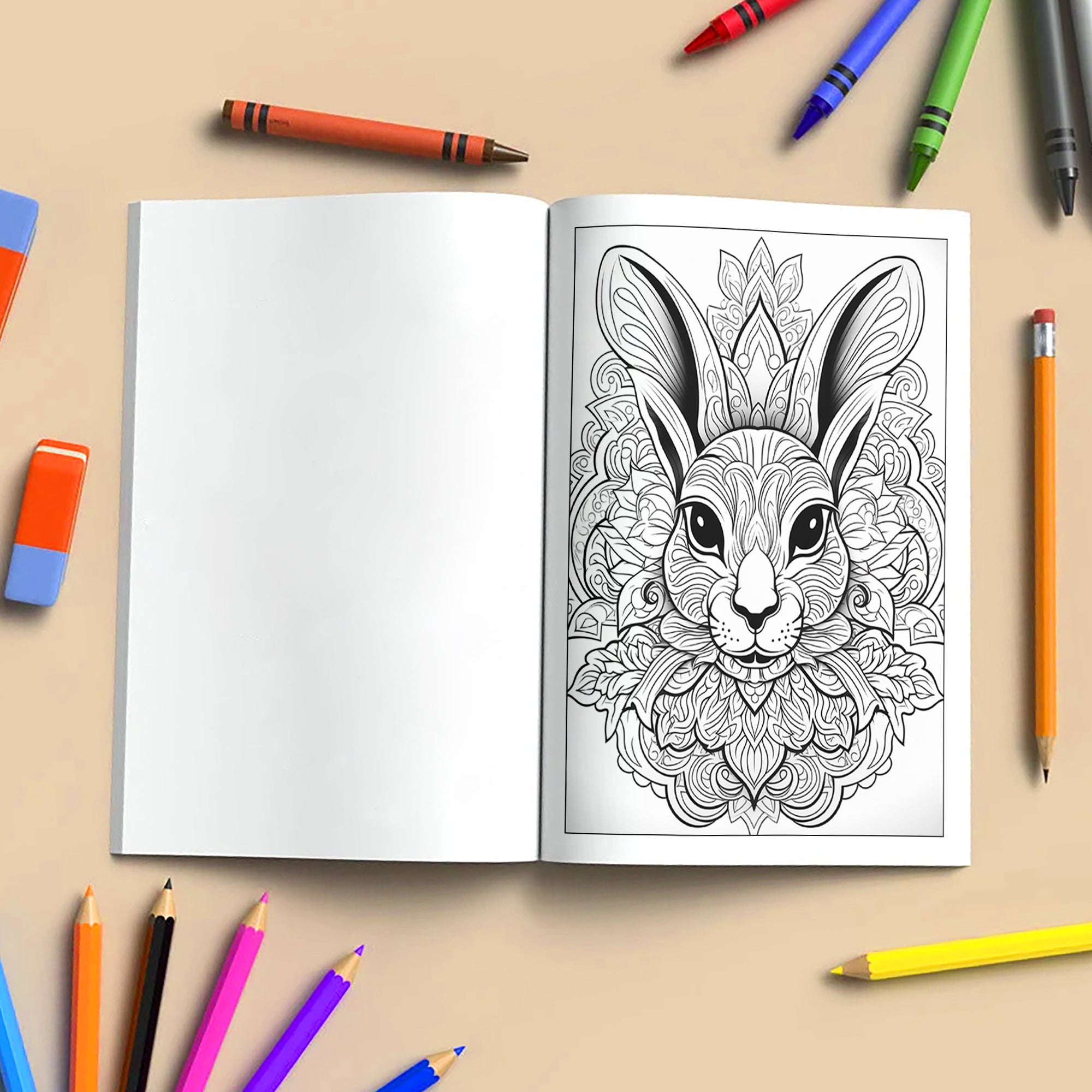 Royal Rabbit Mandalas Coloring Pages – 48 Detailed Animal Mandalas for Adults