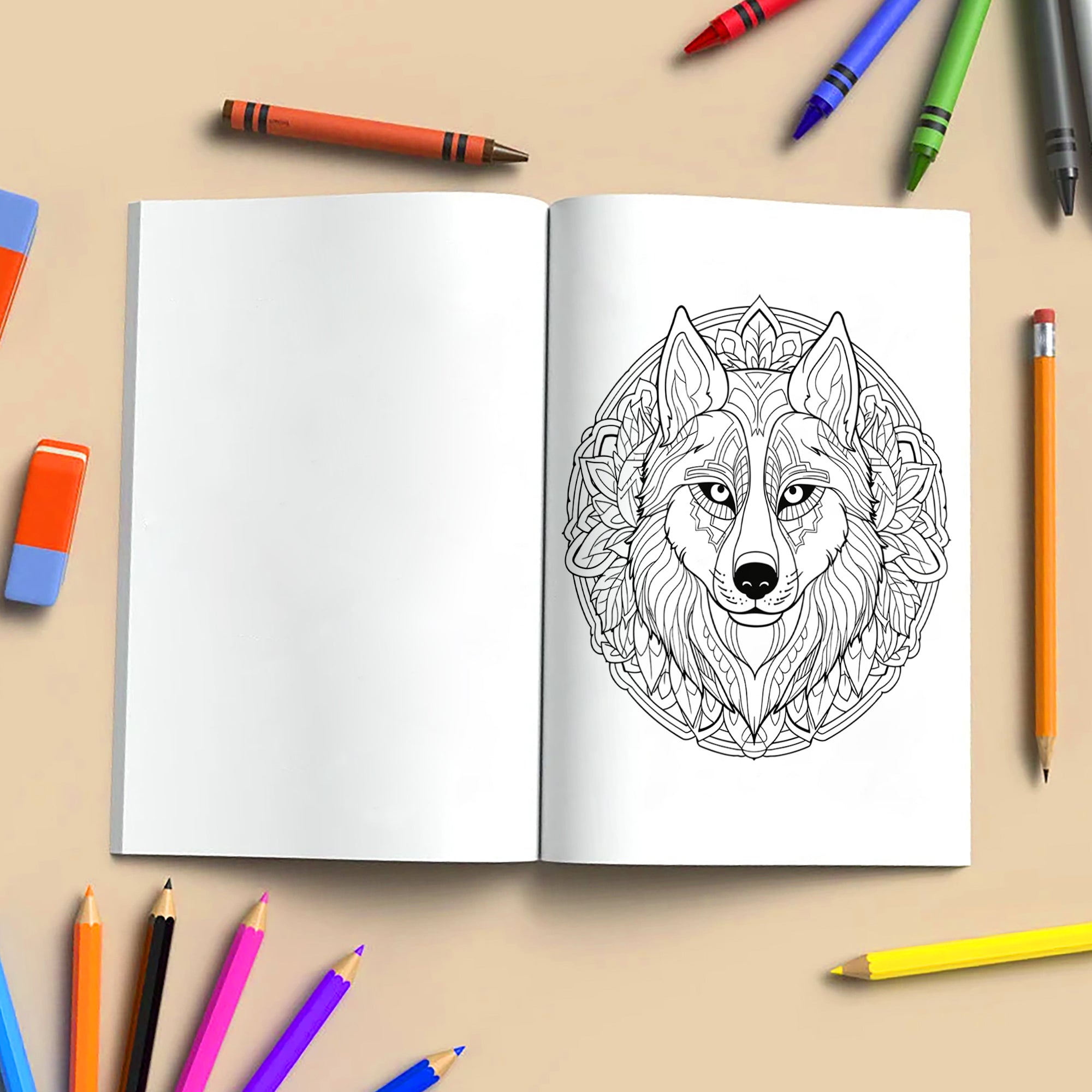 Mystic Wolves Mandala Coloring Pages – 48 Intricate Designs for Adults