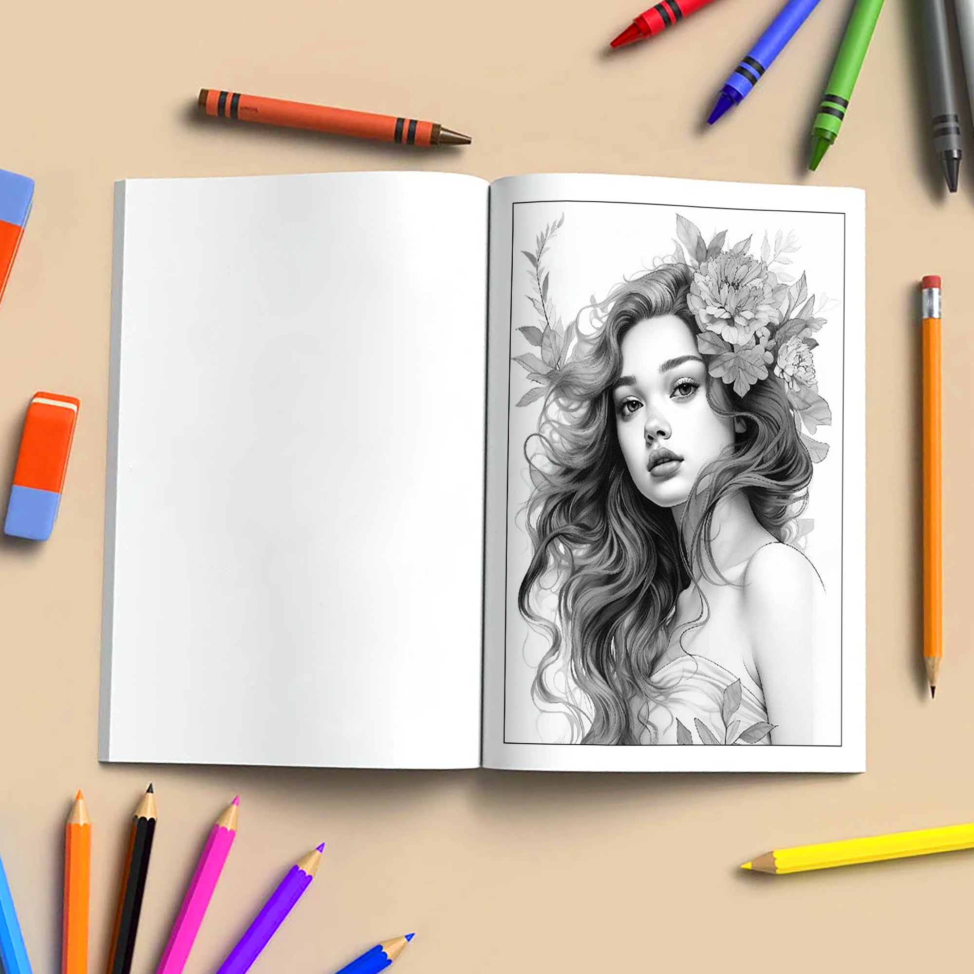 Cozy Blossom Girls Coloring Pages – 48 Relaxing Line Art Illustrations for Adults