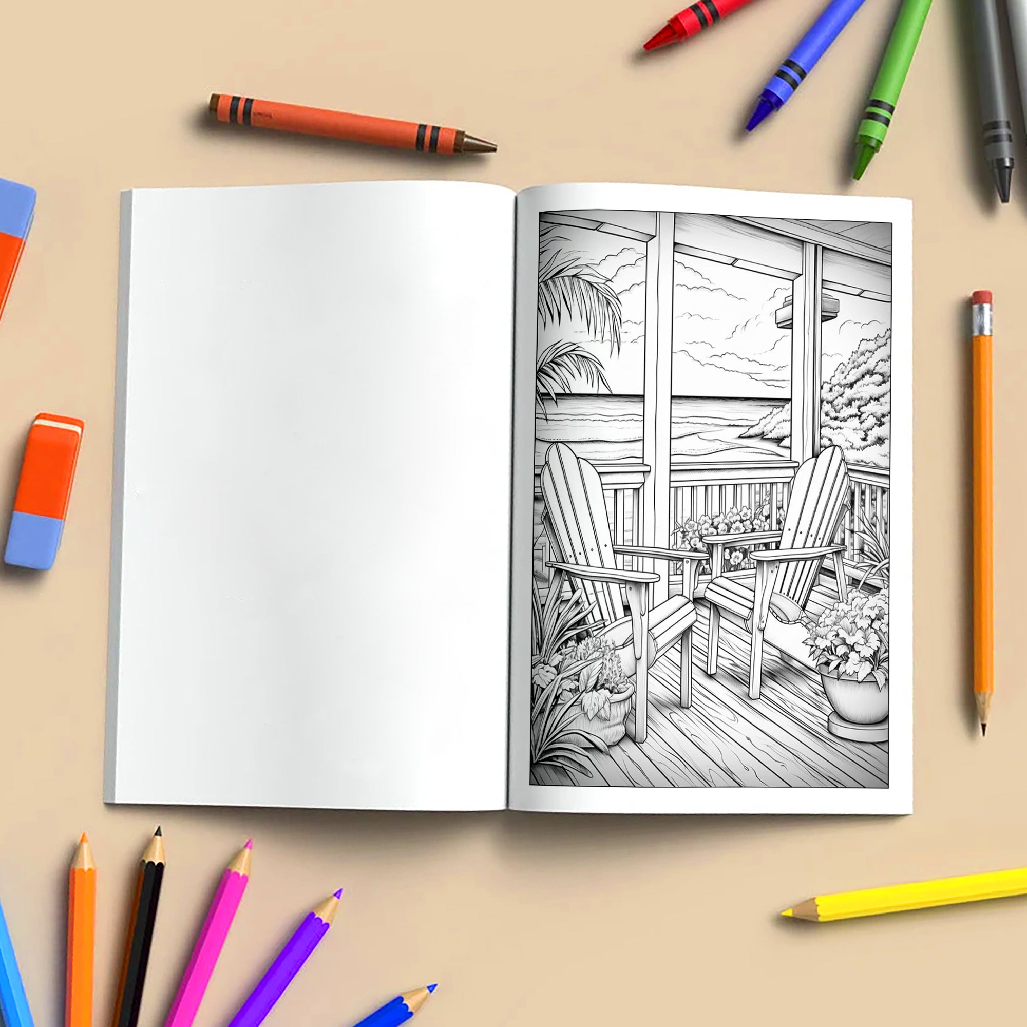 Aloha Breeze – Hawaii Beach Coloring Pages – 48 Tropical Relaxation Designs for Adults