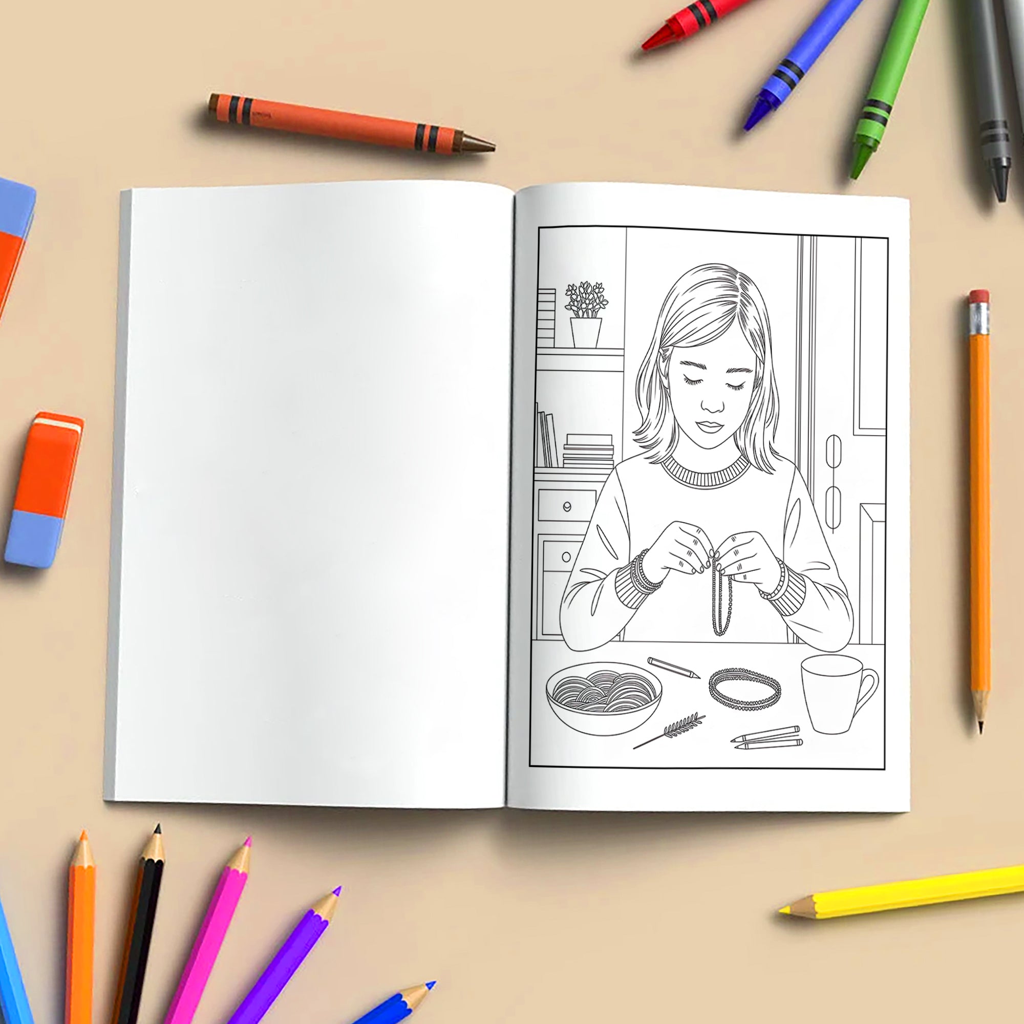 Soft Moments Coloring Pages – 48 Cozy Girl Vibes for Adults