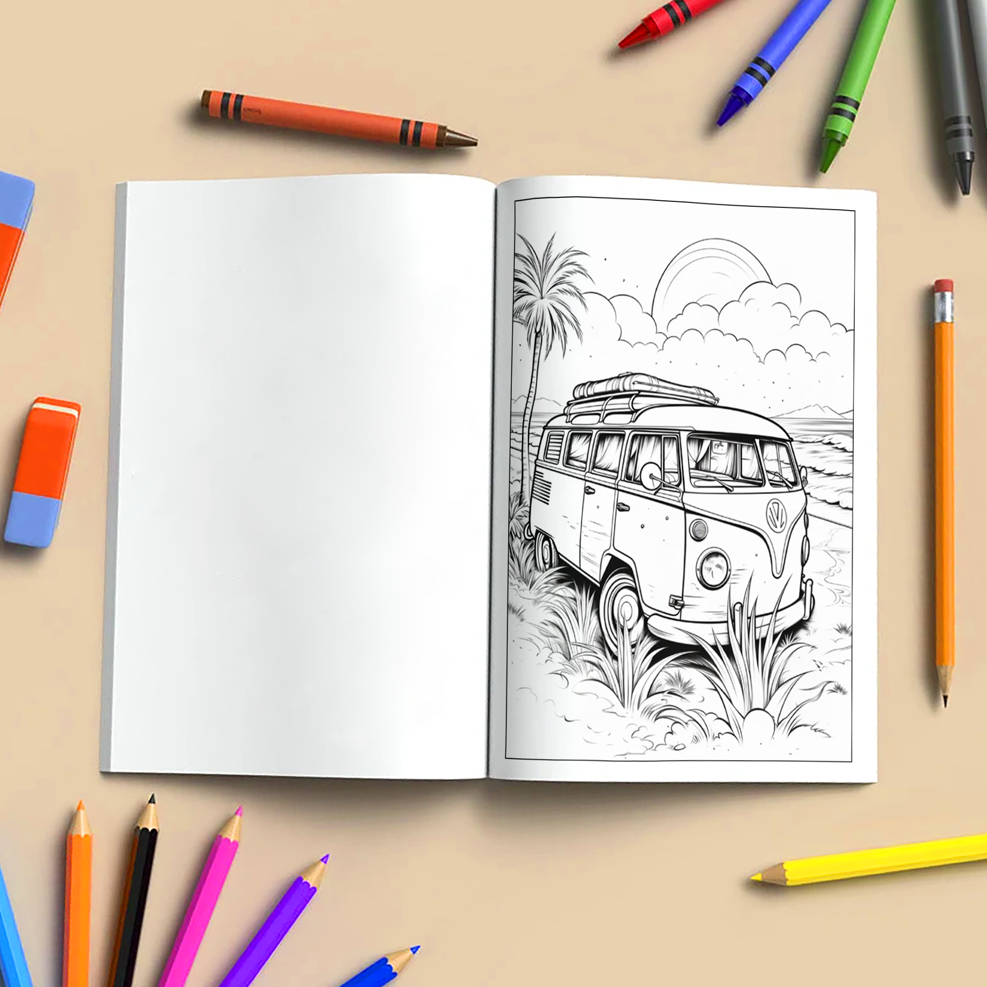 Tranquil Shores Hawaii Coloring Pages – 48 Serene Ocean and Palm Tree Scenes for Adults