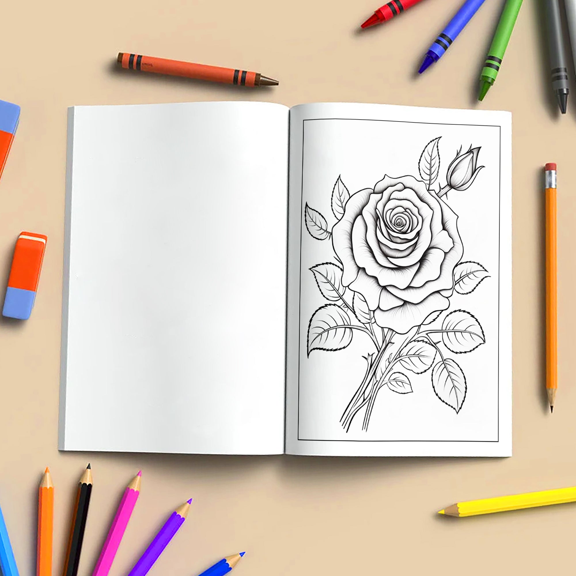 Timeless Roses Coloring Pages – 48 Pages – Beautiful Rose Designs, Floral Art, For Adults