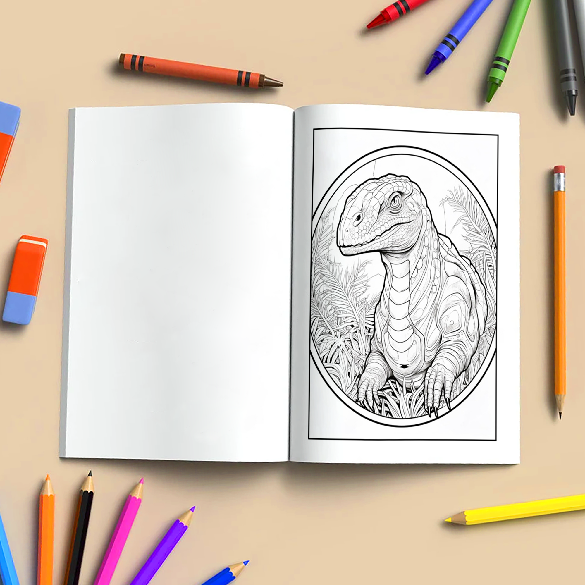 Dinosaur Mandala Adventure Coloring Pages – 48 Unique Dinosaur Designs for Kids & Adults