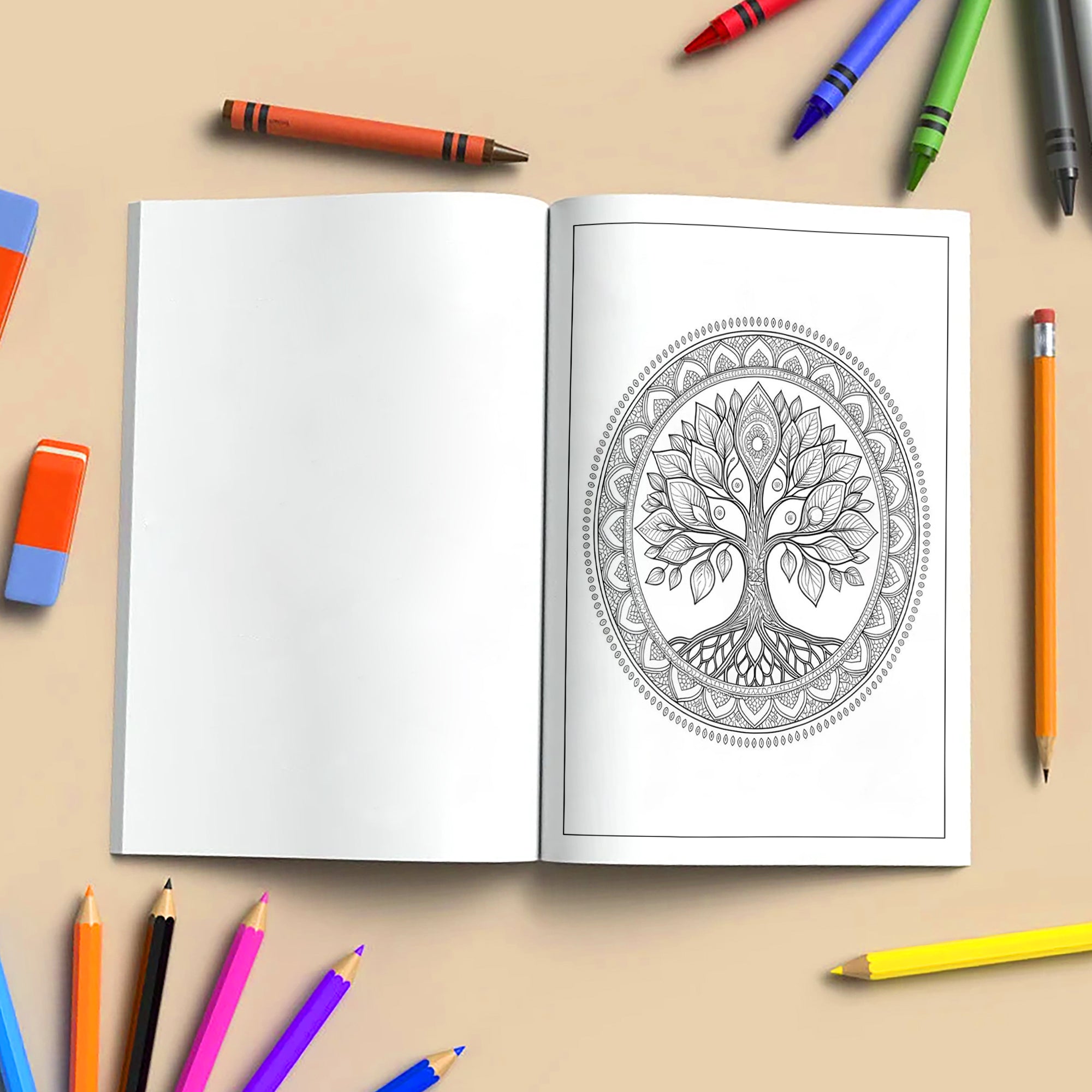 Mandala Forest – Tree Mandala Coloring Pages – 48 Pages – Detailed, Spiritual, Symmetrical Patterns – For Adults