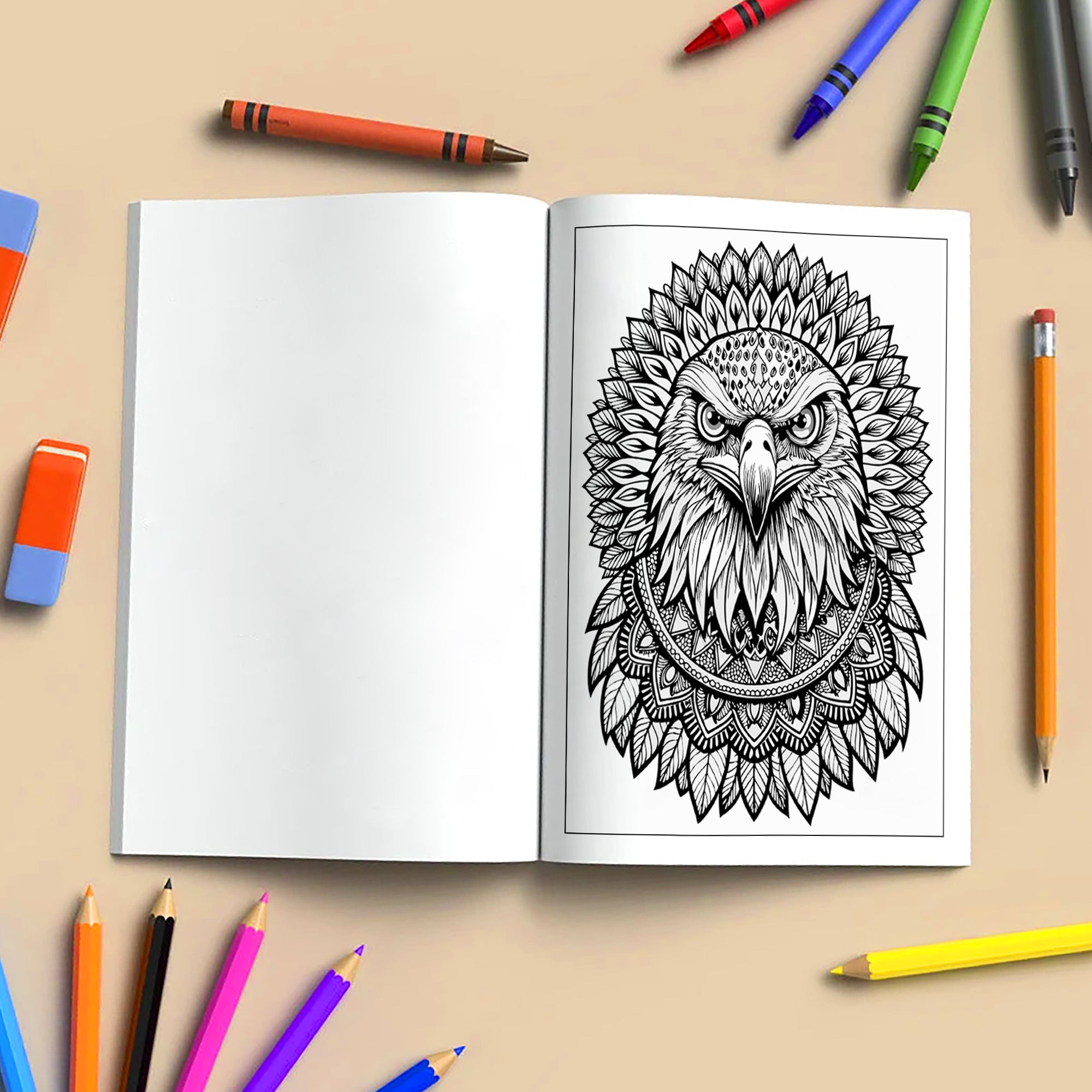 Wings of Power Coloring Pages – 48 Intricate Mandala Eagle Designs for Adults