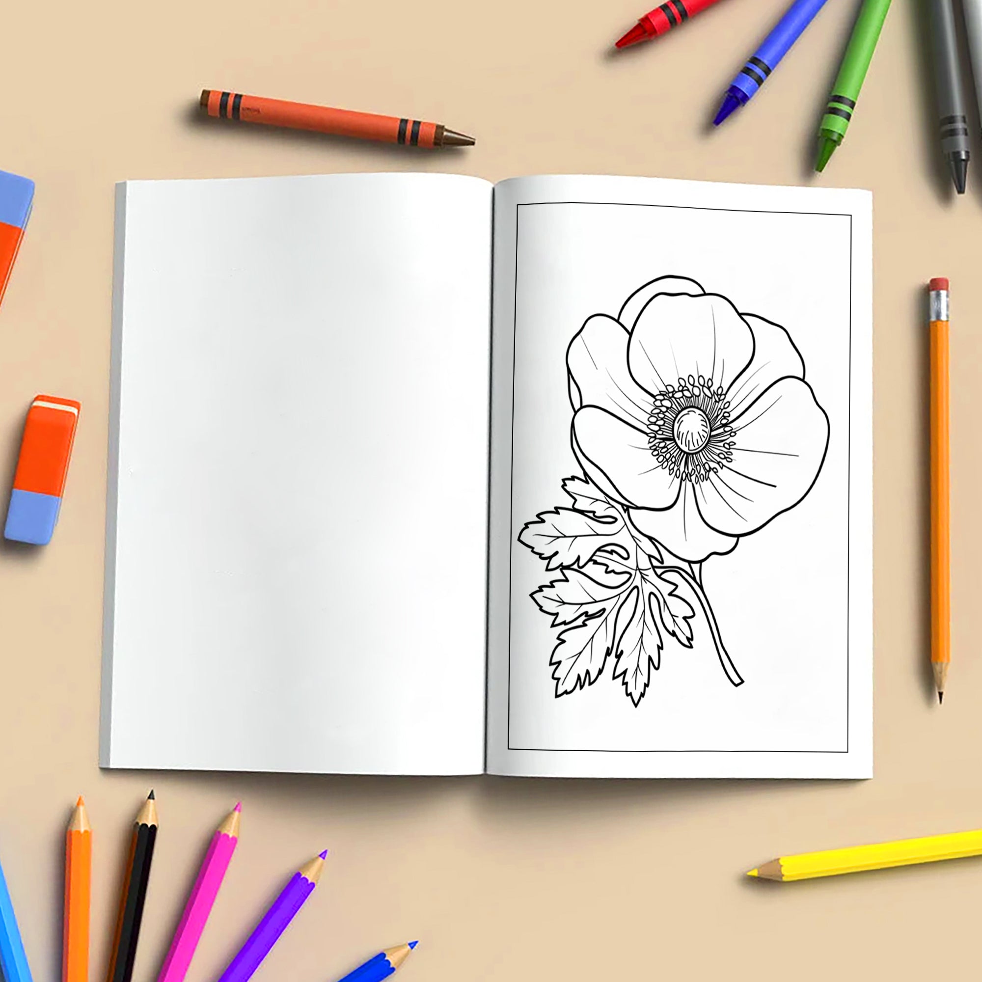 Petal Grace Coloring Pages – 48 Pages – Minimalist Flowers, Clean Line Art – For Adults
