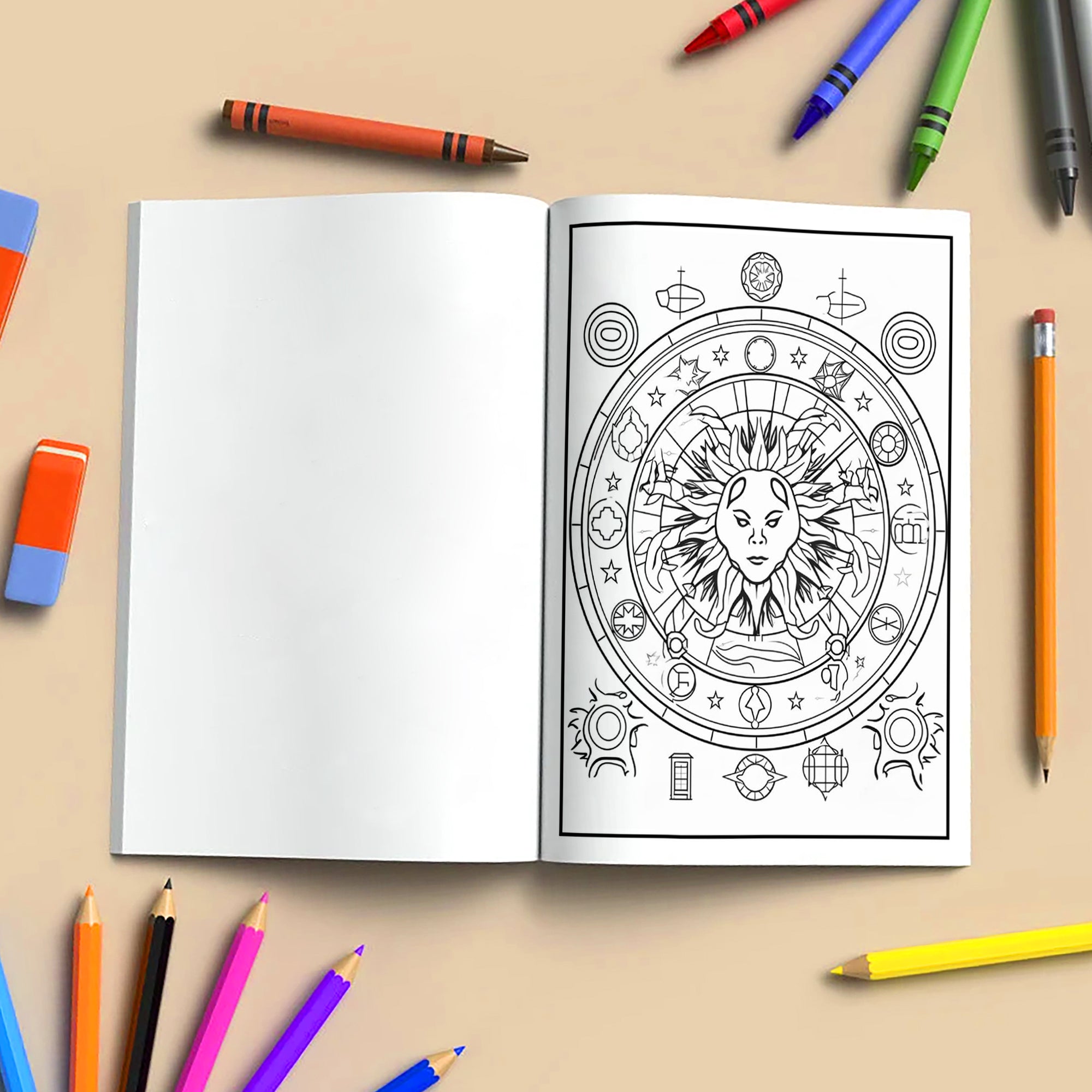 Zodiac Harmony Coloring Pages – 48 Pages – 12 Star Signs, Celestial Art, Spiritual Vibes – For Adults