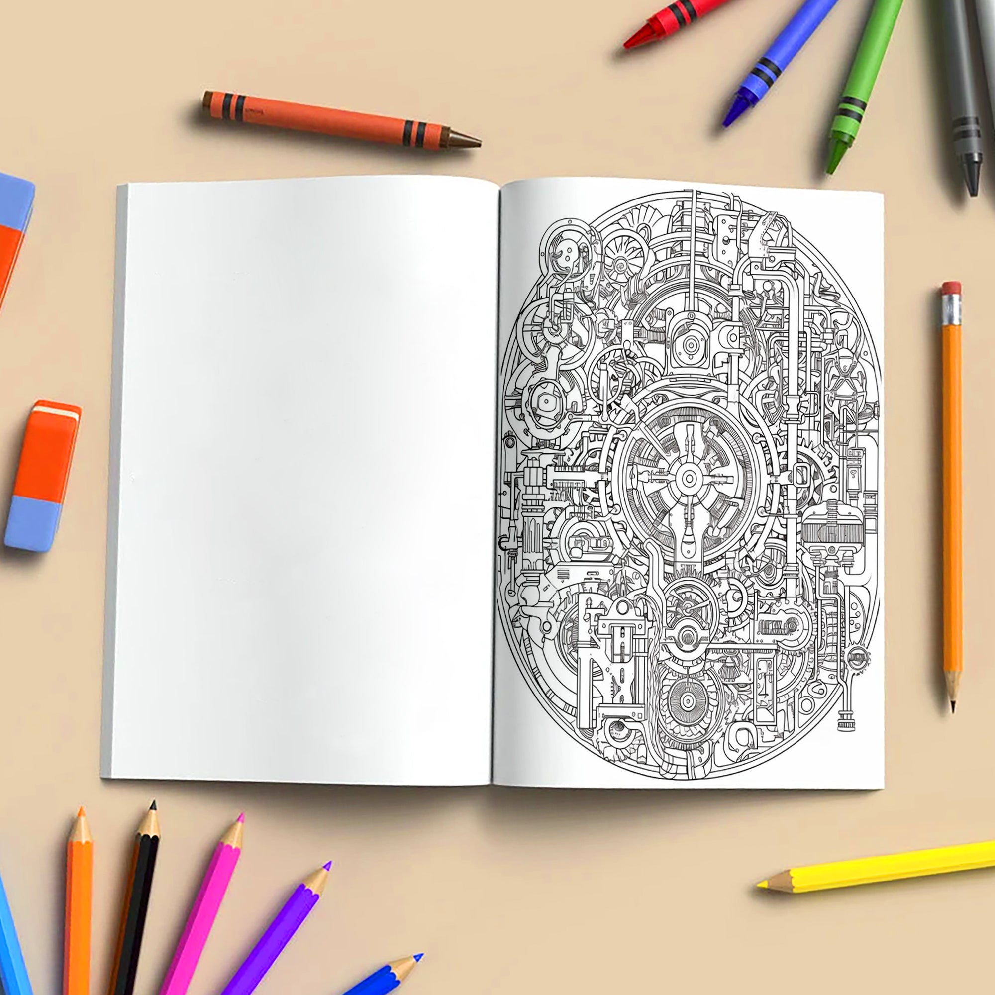 Gears and Pipes Mandala Coloring Pages – 48 Steampunk Machine Patterns for Adults