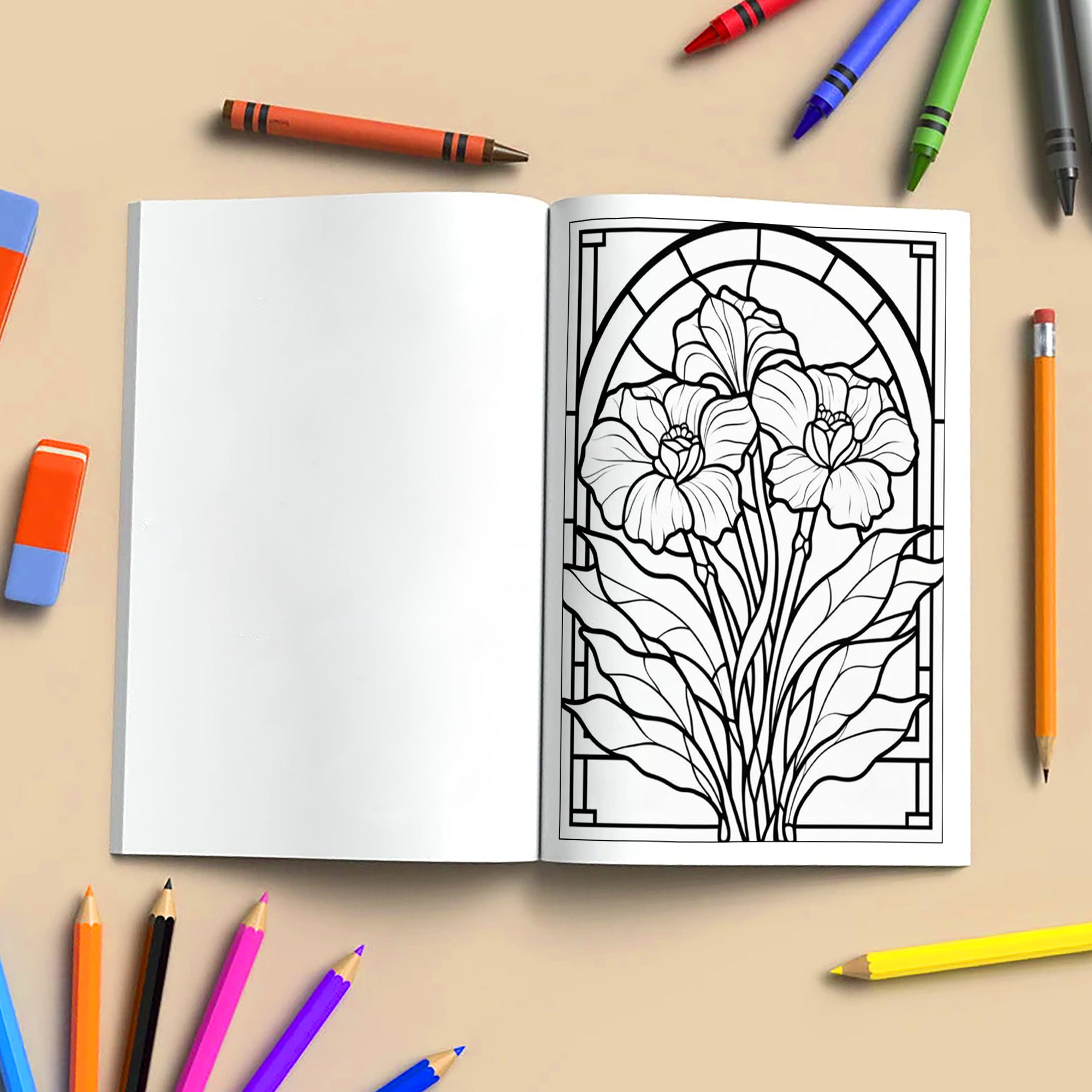 Floral Radiance – Mandala Coloring Pages – 48 Pages – Bold Lines, Intricate Flowers, Stained Glass Look, Single-Sided – For Adults