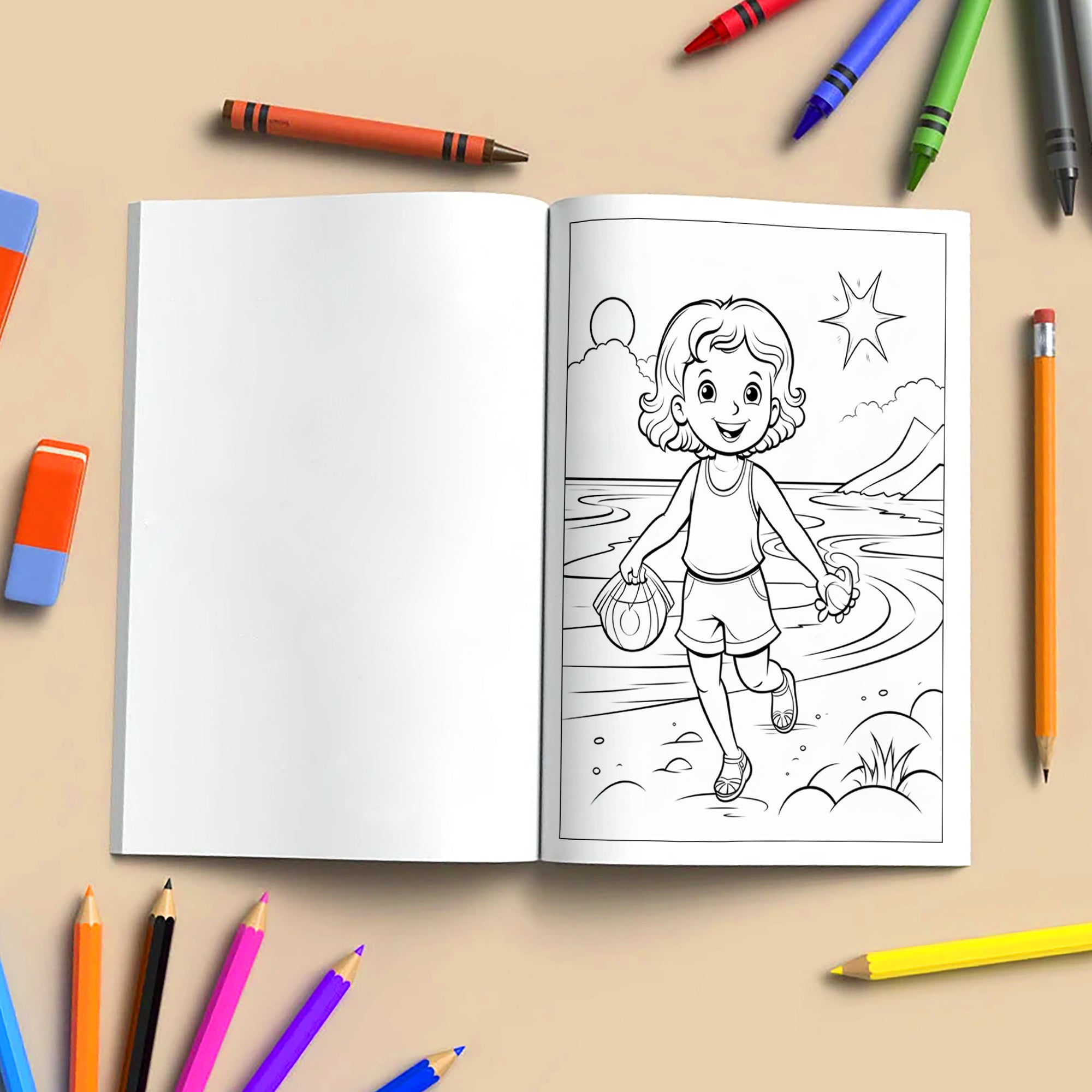Little Explorers in Hawaii Coloring Pages – 48 Tropical Beach Scenes for Kids