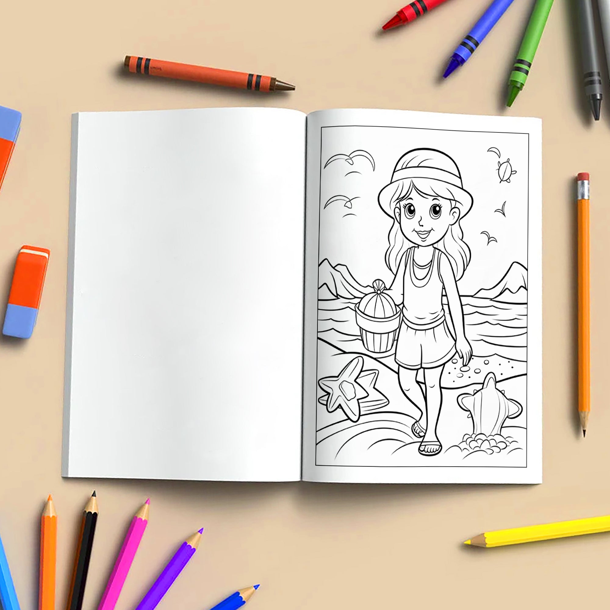 Aloha Beach Fun Coloring Page – 48 Pages – For Kids