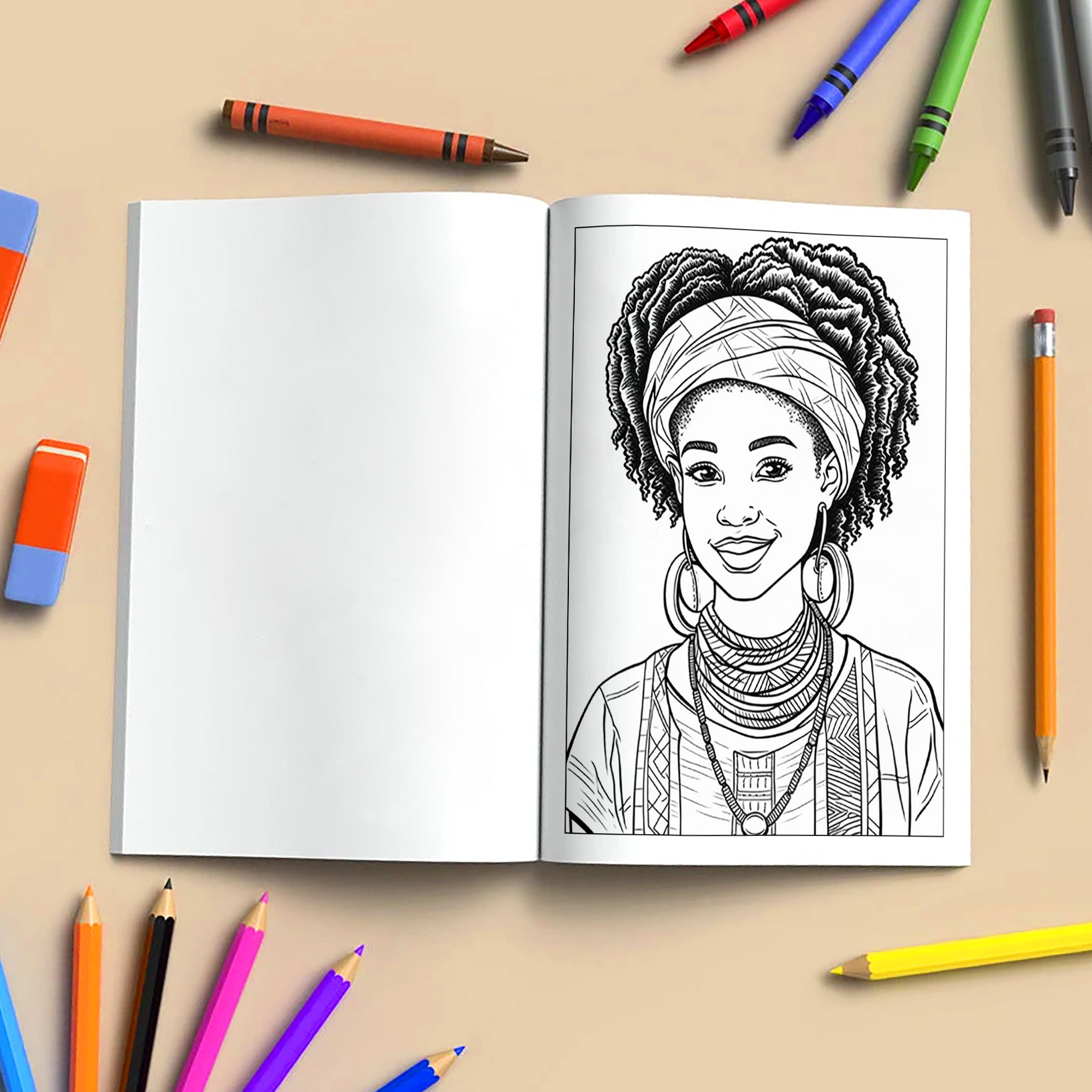Black Beauty Blooms Coloring Pages – 48 Elegant Portraits of Black Girls for Adults