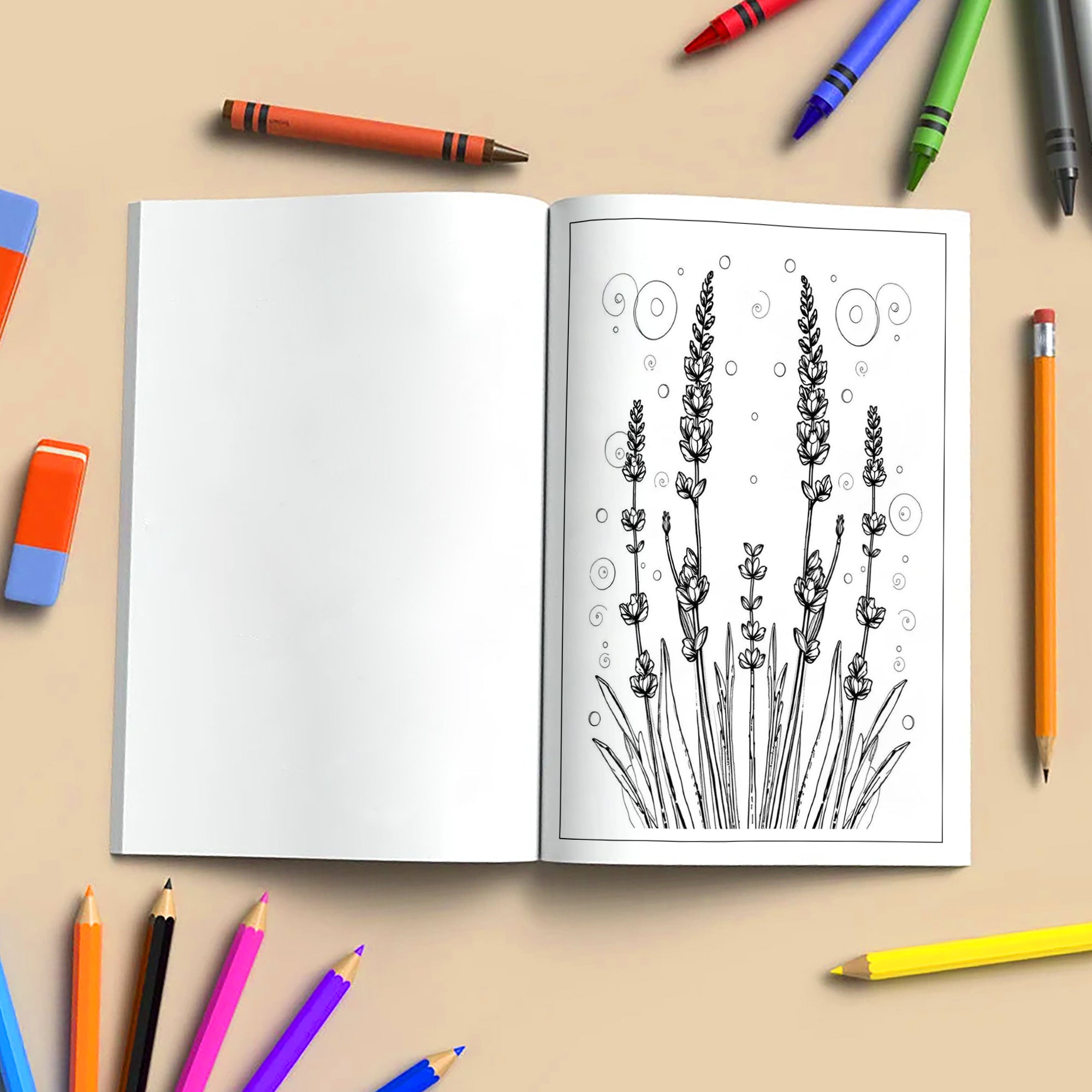 Serene Petal Patterns – Flower Coloring Pages – 48 Pages – Gentle Blooms with Elegant Waves, Circles & Light Motifs – For Adults
