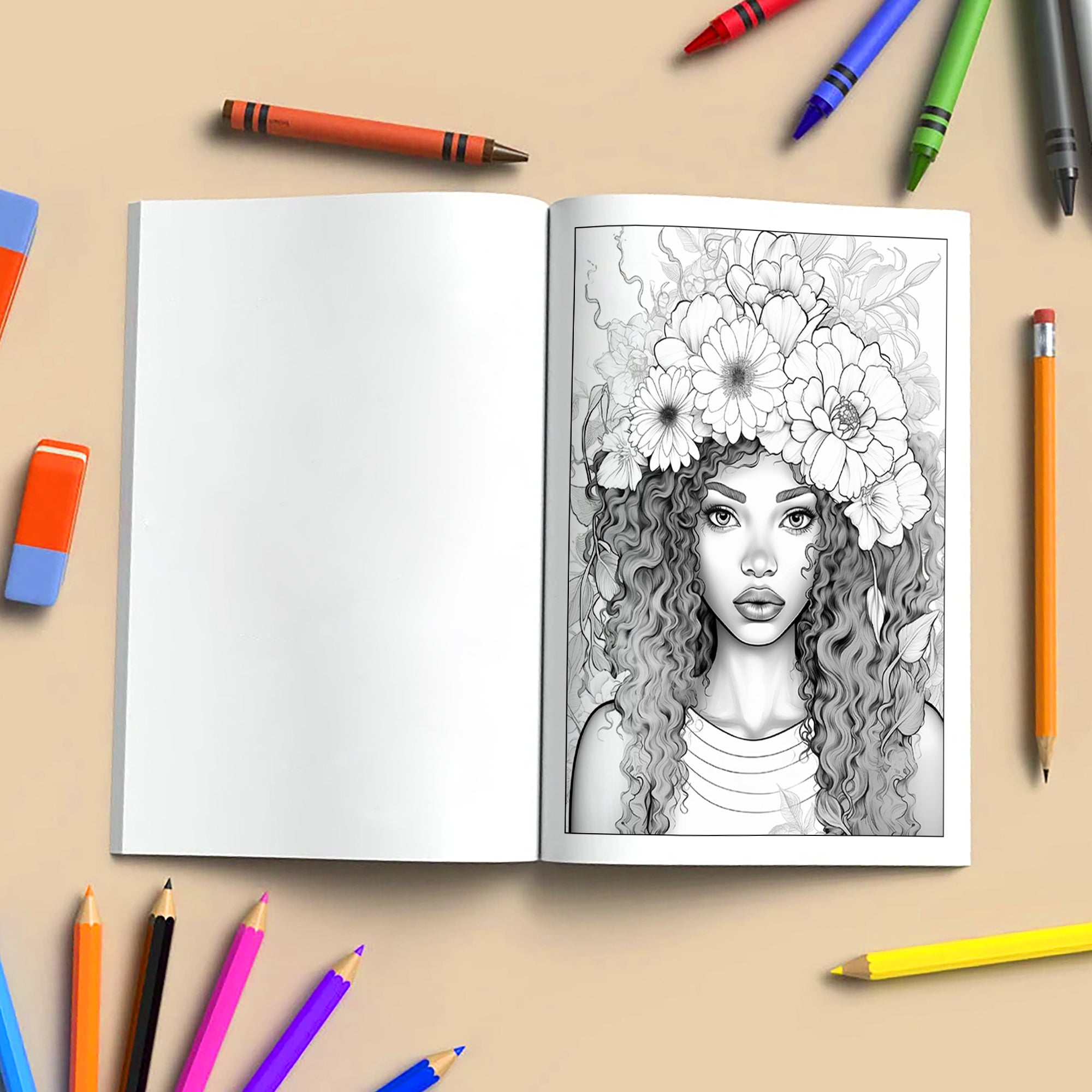 Crowned Beauty Coloring Pages – 48 Stunning Afro Woman Portraits for Adults