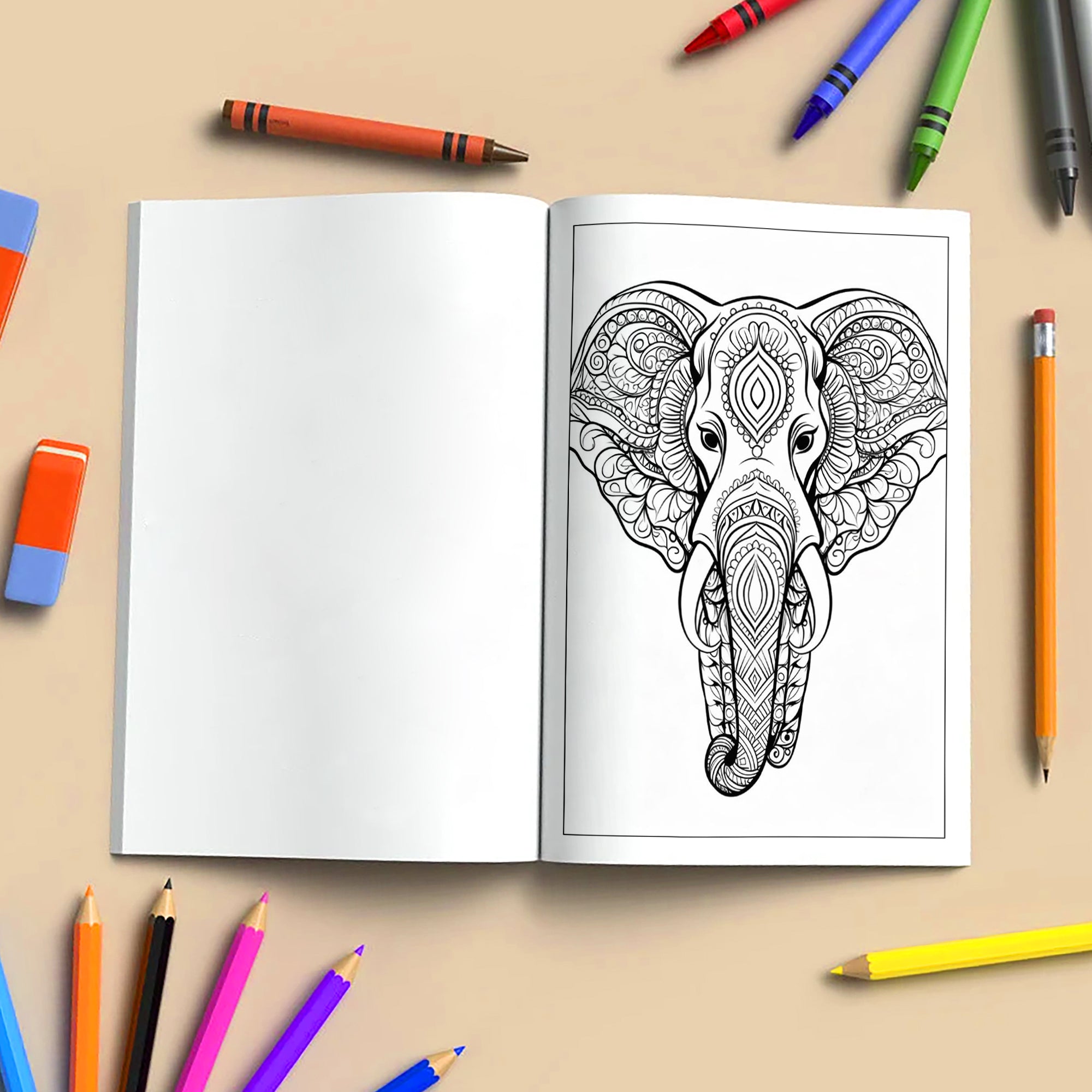 Majestic Elephant Mandalas Coloring Pages – 48 Intricate Animal Designs for Adults