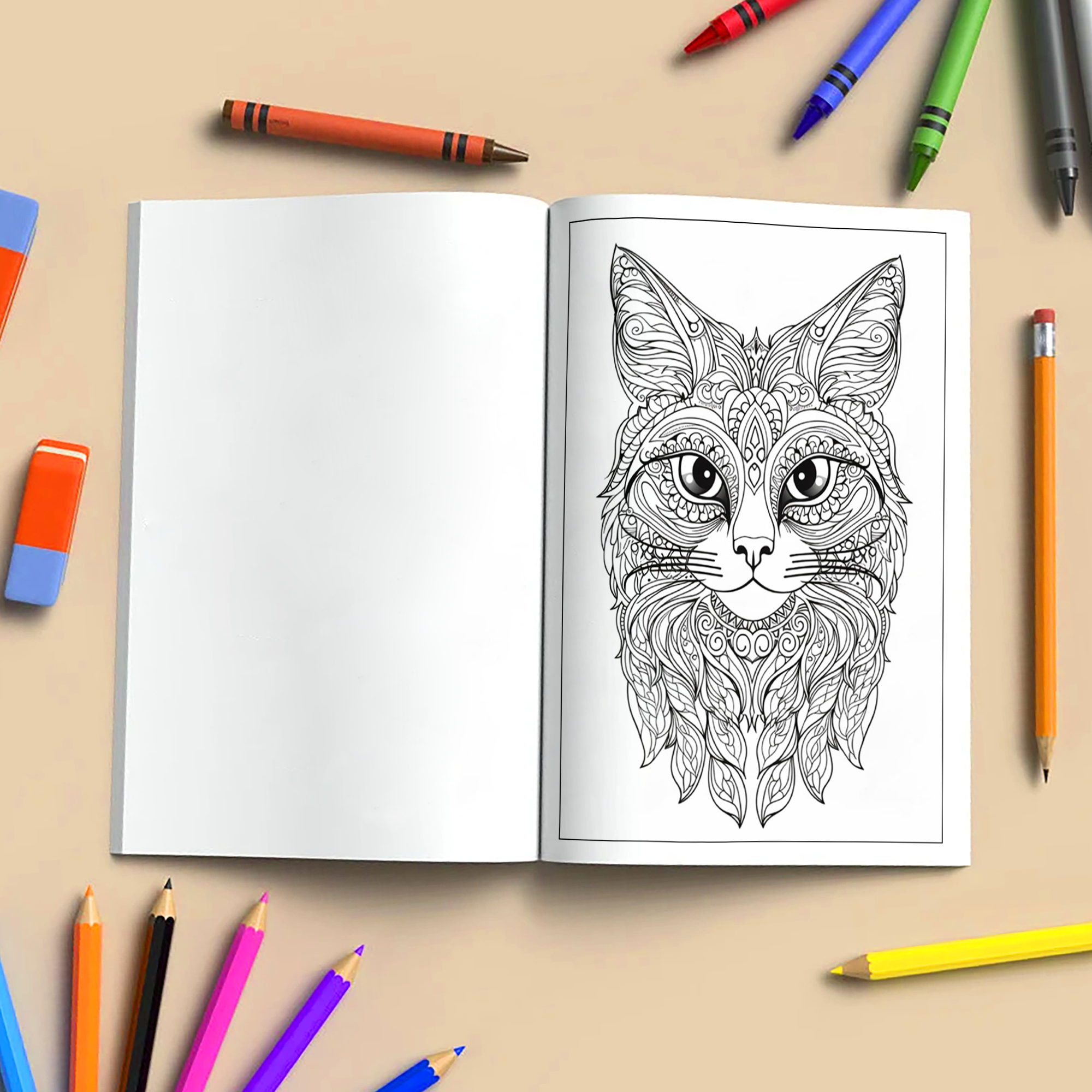 Mystic Cats Mandala Coloring Pages – 48 Intricate Designs for Adults